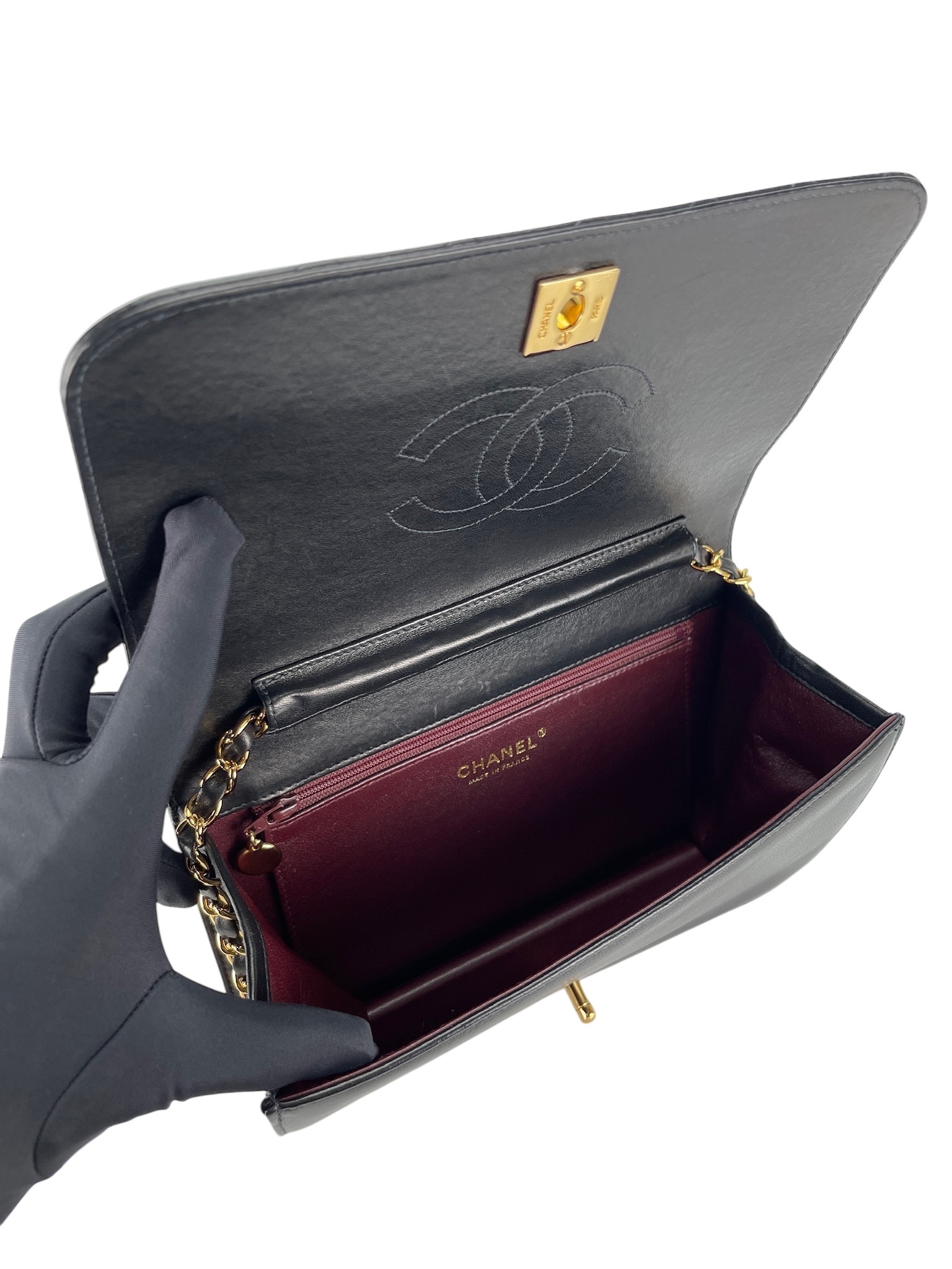 CHANEL - Vintage WOC Calfskin Leather Crossbody Bag