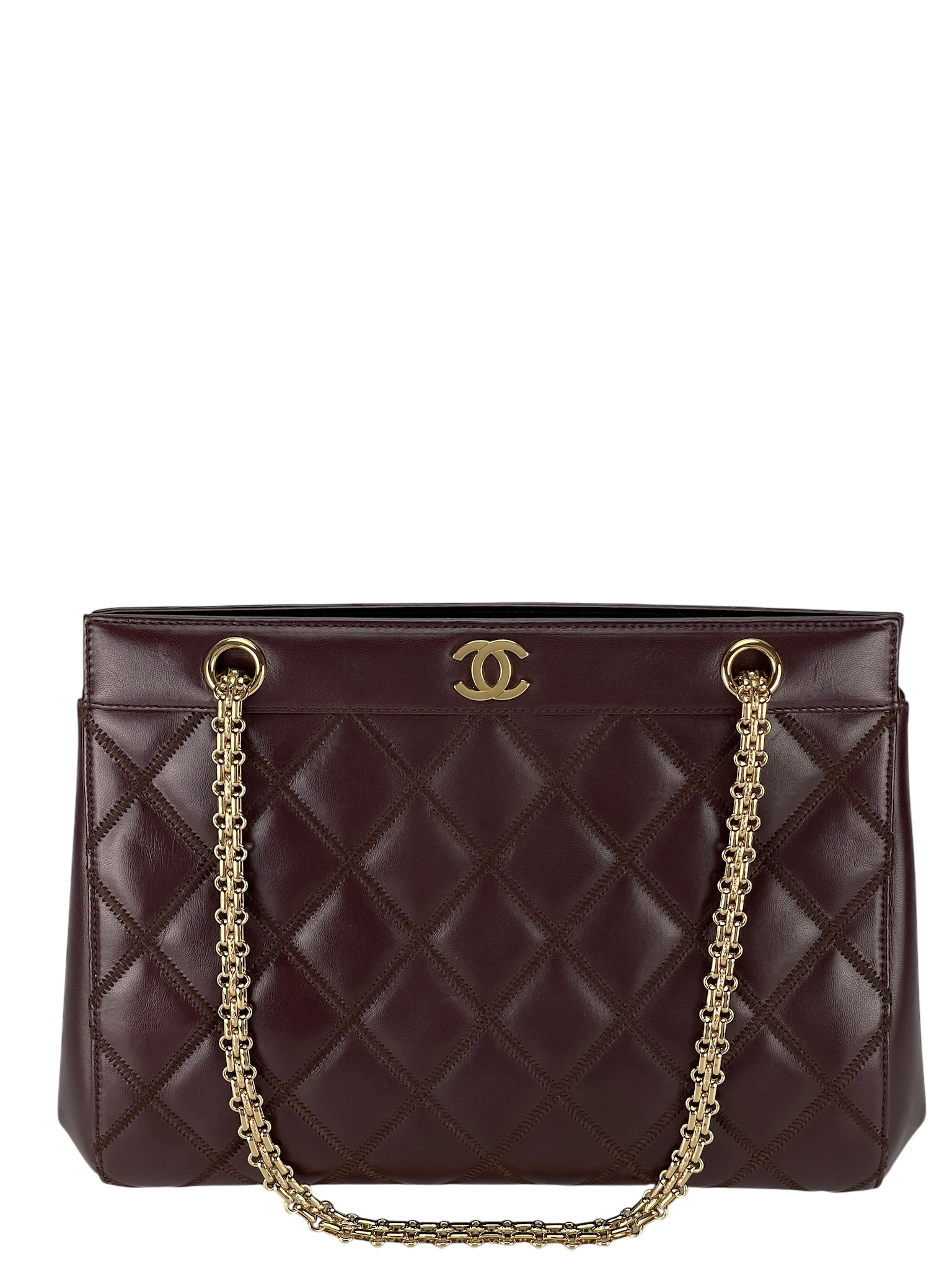 CHANEL - Double Stitch Tote Claret Lambskin