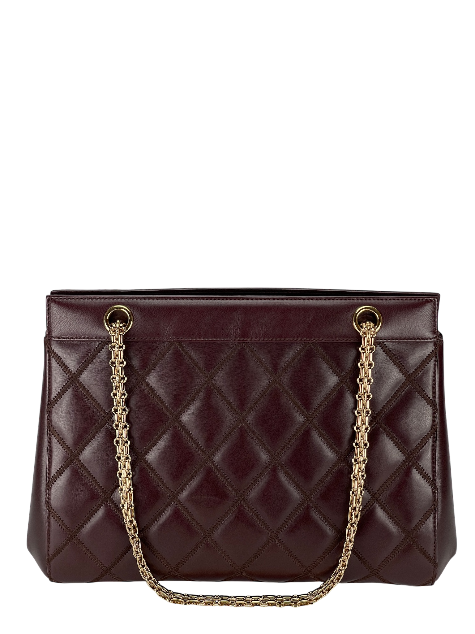 CHANEL - Double Stitch Tote Claret Lambskin