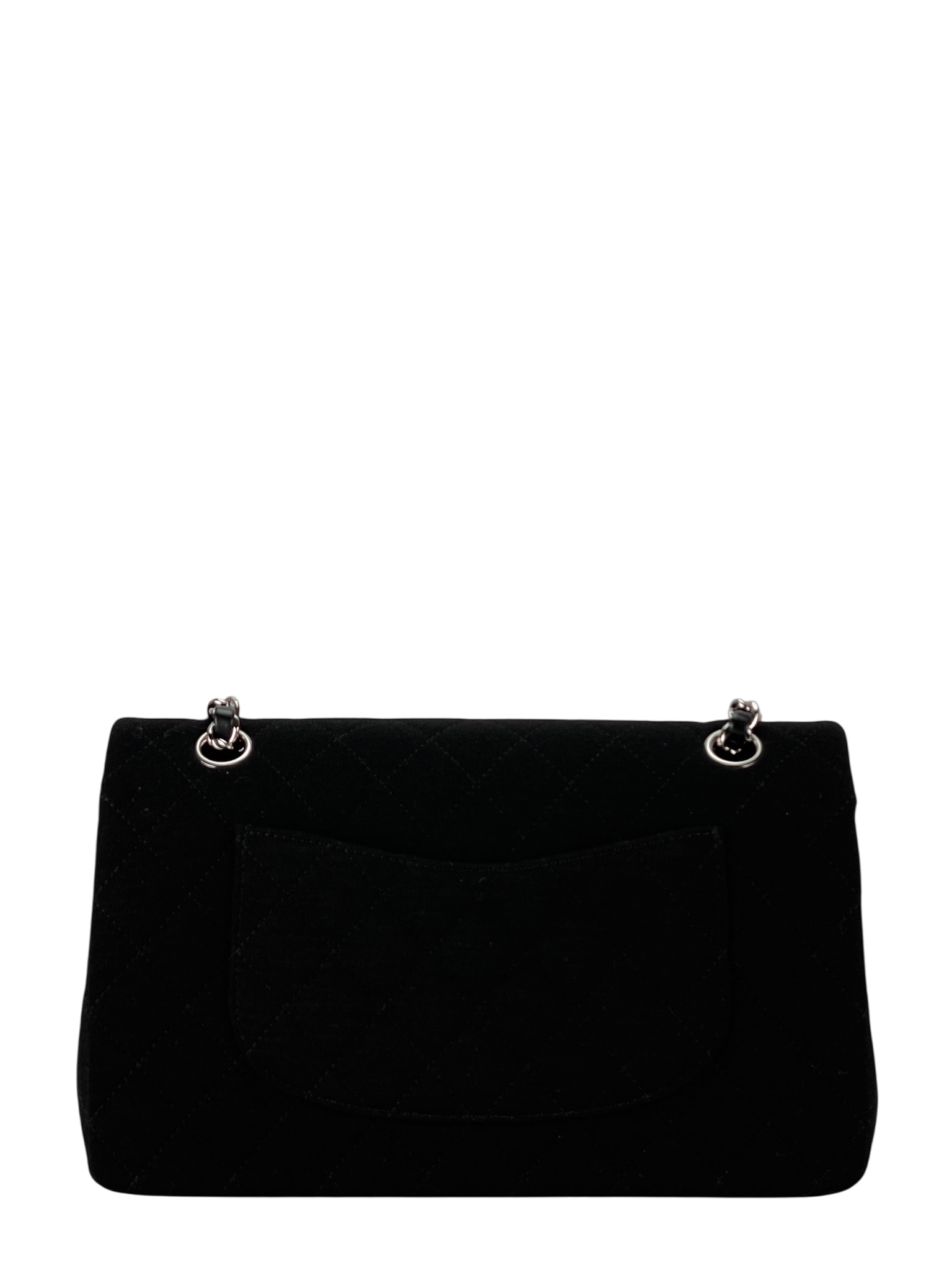 CHANEL - Jersey Quilted Medium Double Flap Black