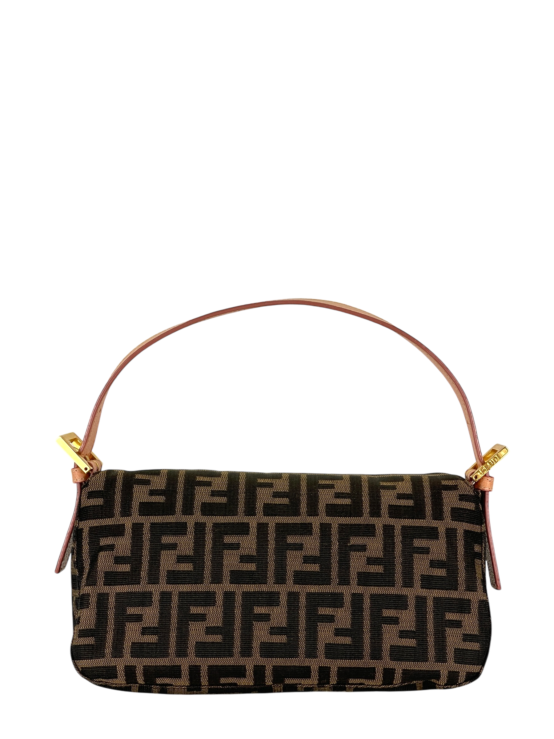 FENDI - Zucca With Crystal Flower Baguette Tobacco