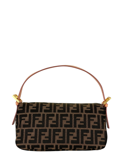 FENDI - Zucca With Crystal Flower Baguette Tobacco