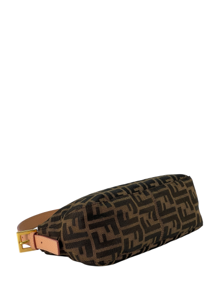 FENDI - Zucca With Crystal Flower Baguette Tobacco
