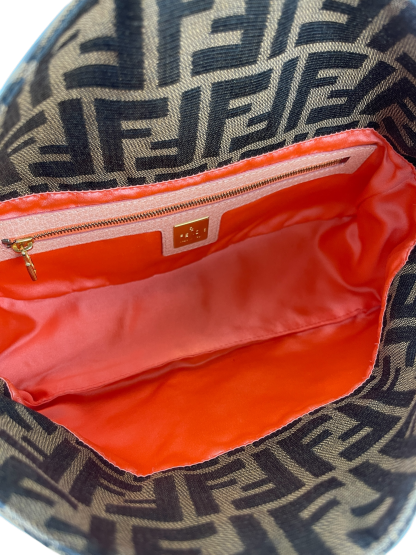 FENDI - Zucca With Crystal Flower Baguette Tobacco
