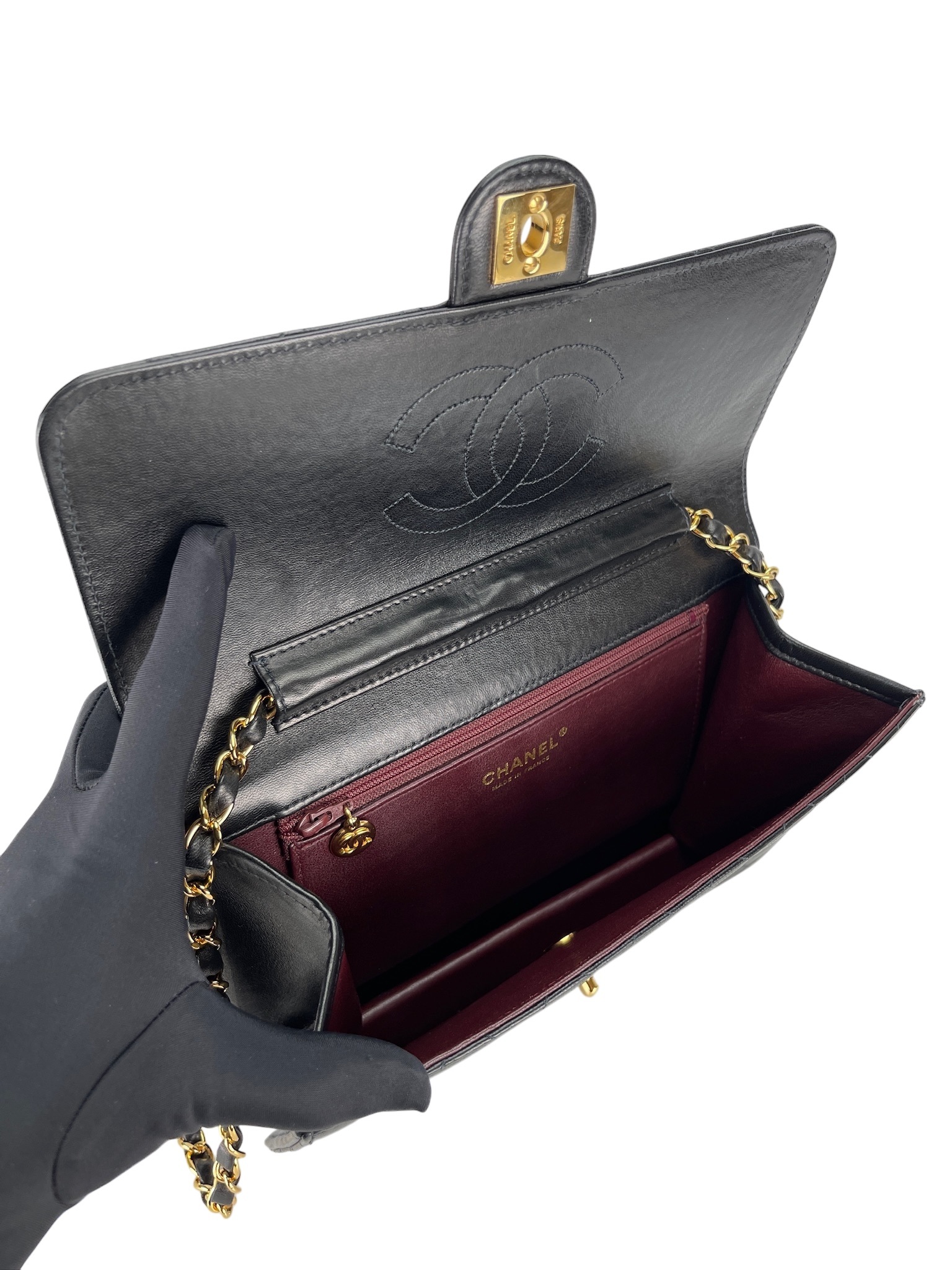 CHANEL - Lambskin Pushlock Half Flap Bag