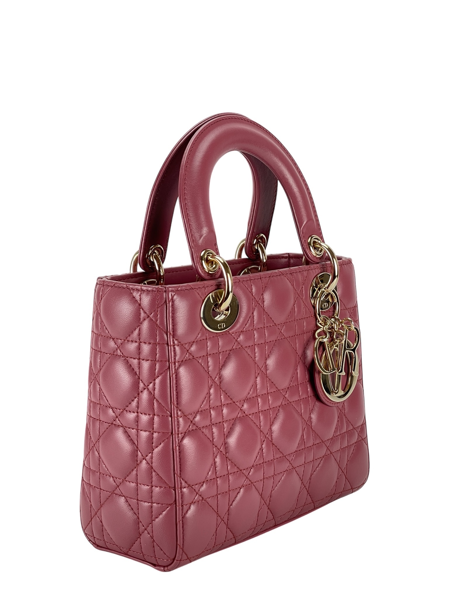 DIOR - Pink Cannage Quilted Lambskin Lady Dior Medium