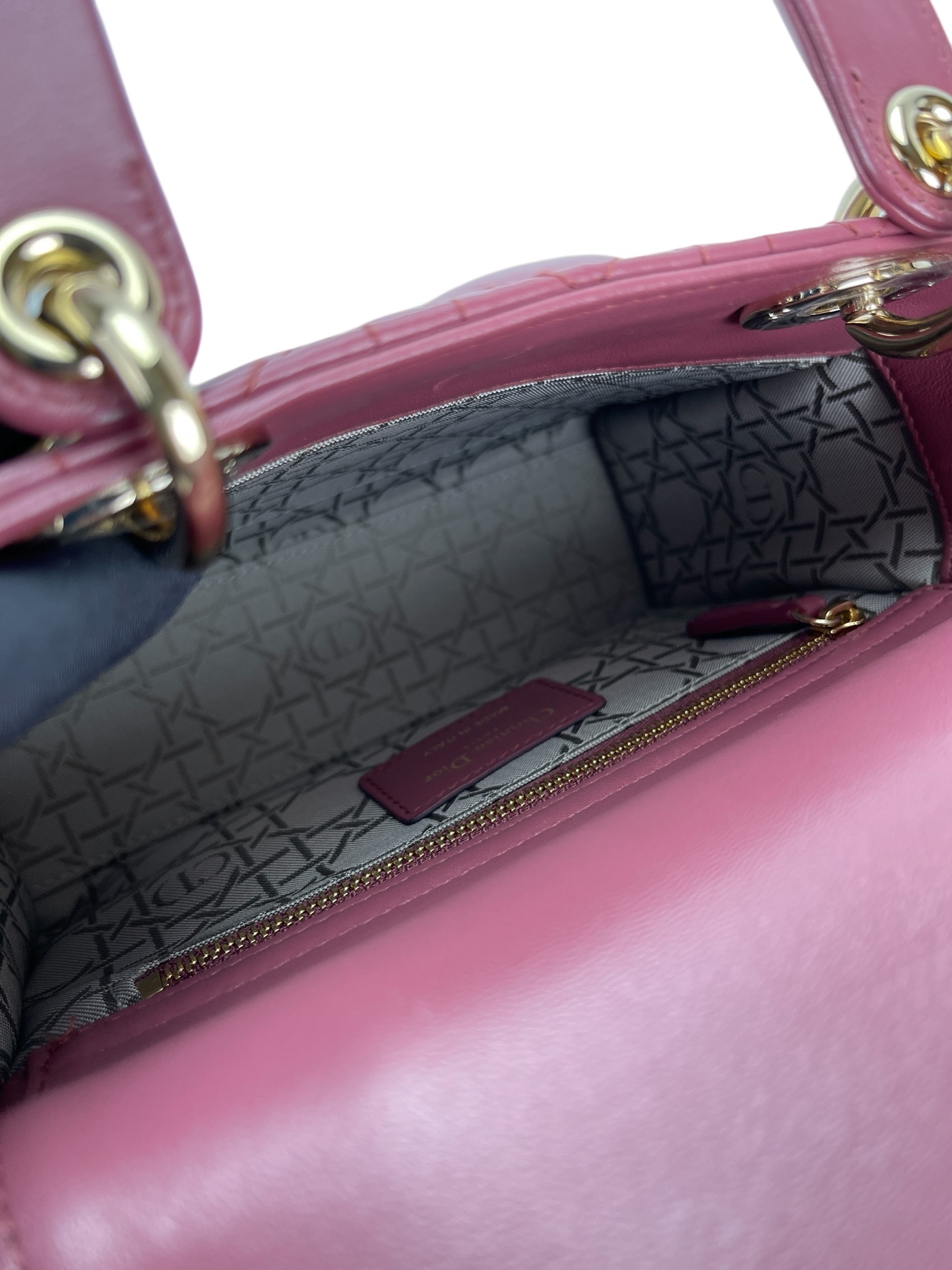 DIOR - Pink Cannage Quilted Lambskin Lady Dior Medium