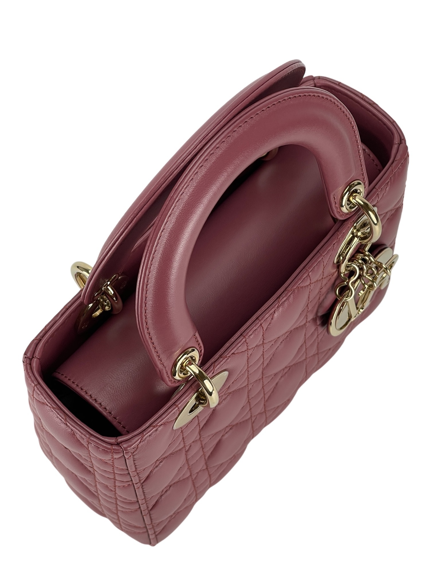 DIOR - Pink Cannage Quilted Lambskin Lady Dior Medium