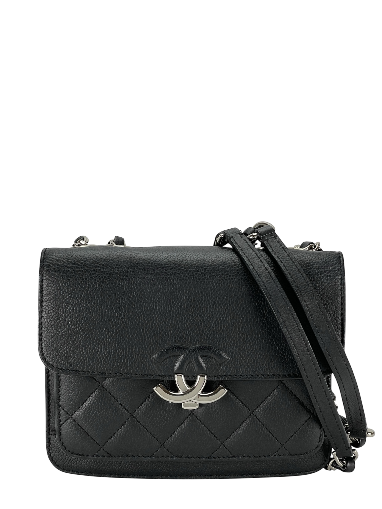 CHANEL - Mini CC Box Flap Grained Calfskin Black 