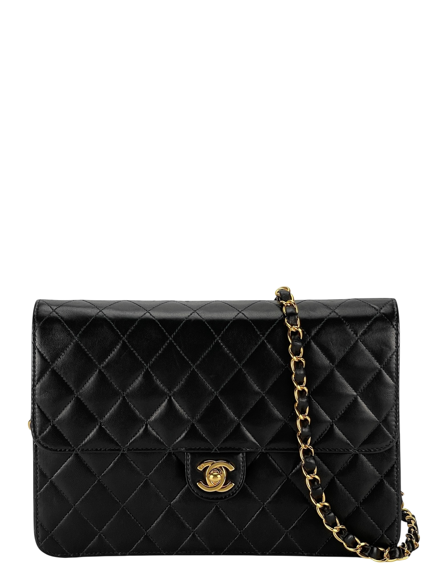 CHANEL - Lambskin Pushlock Half Flap Bag