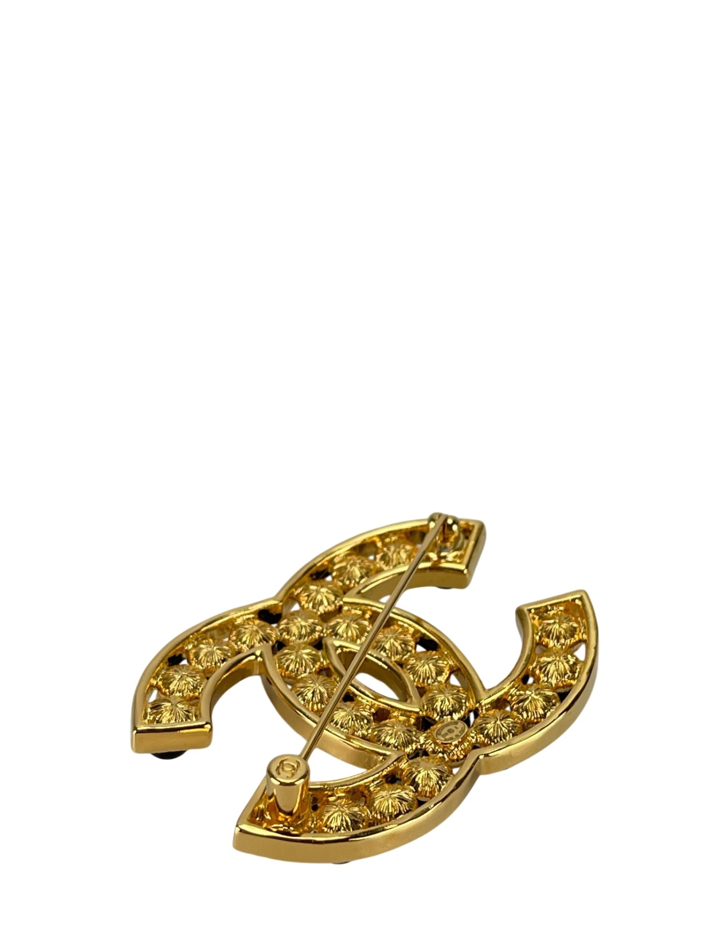 CHANEL - Black White Pearl Coco Mark Brooch