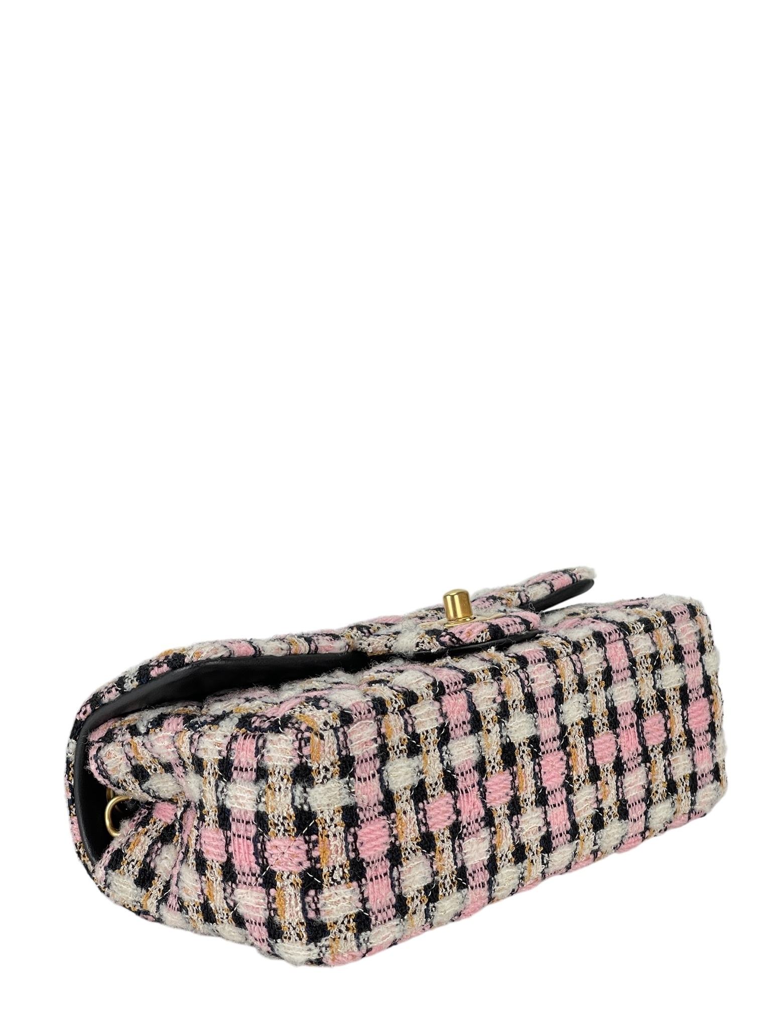 CHANEL - Mini Classic Double Flap Bag Gold ball Multicolor Tweed