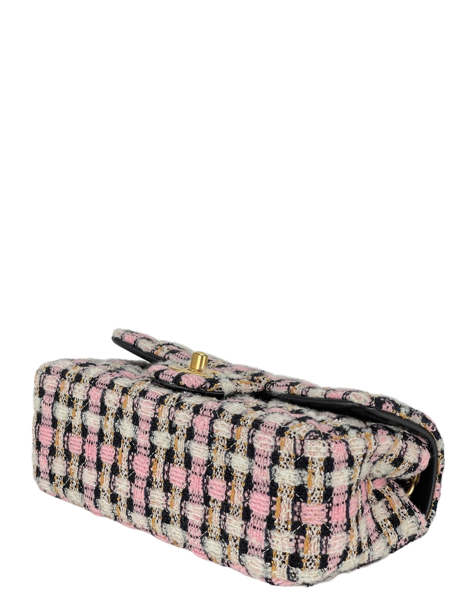 CHANEL - Mini Classic Double Flap Bag Gold ball Multicolor Tweed