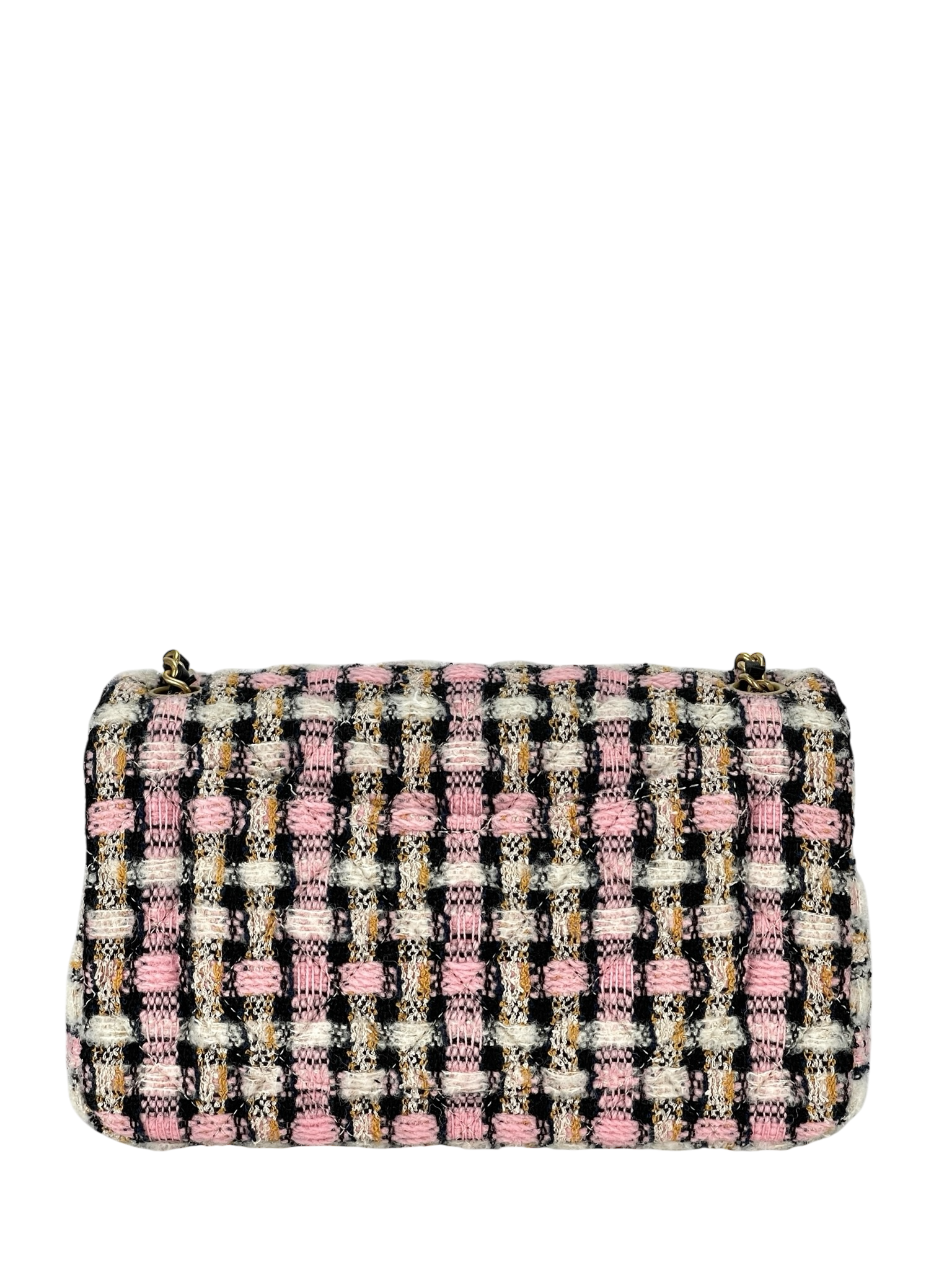 CHANEL - Mini Classic Double Flap Bag Gold ball Multicolor Tweed 