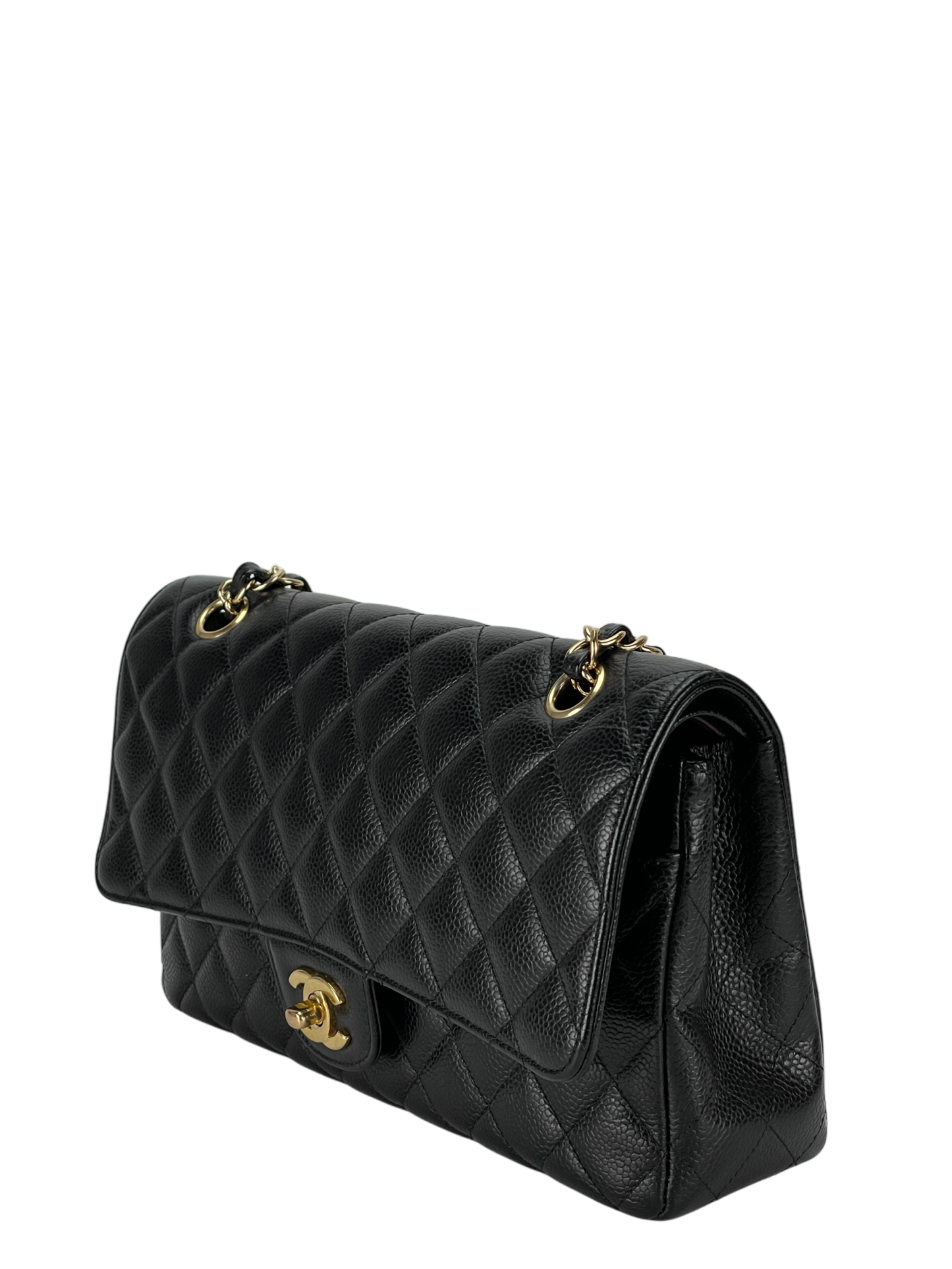 CHANEL - Medium Classic Double Flap Bag Black Caviar Gold Hardware (CF25)