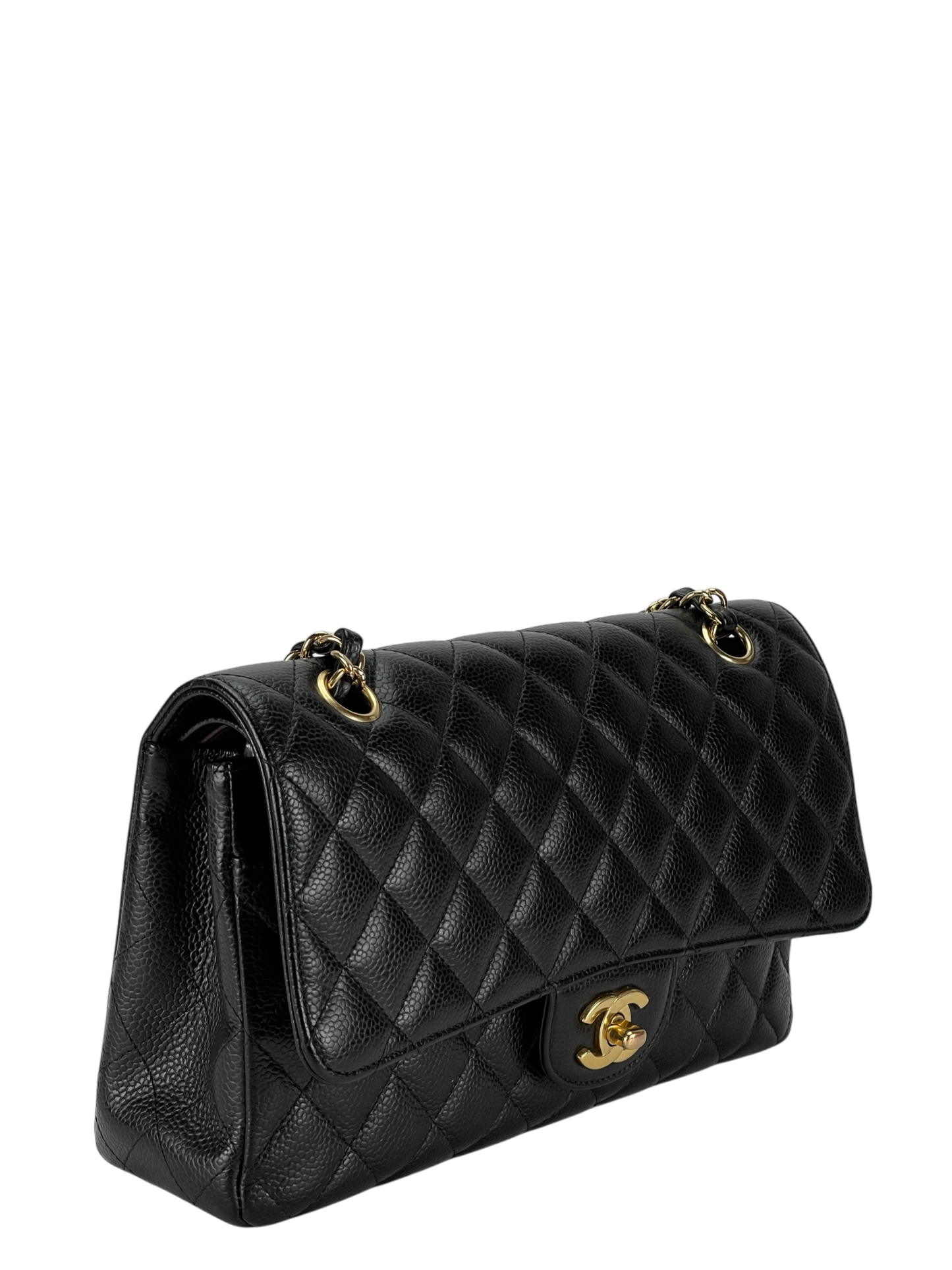 CHANEL - Medium Classic Double Flap Bag Black Caviar Gold Hardware (CF25)
