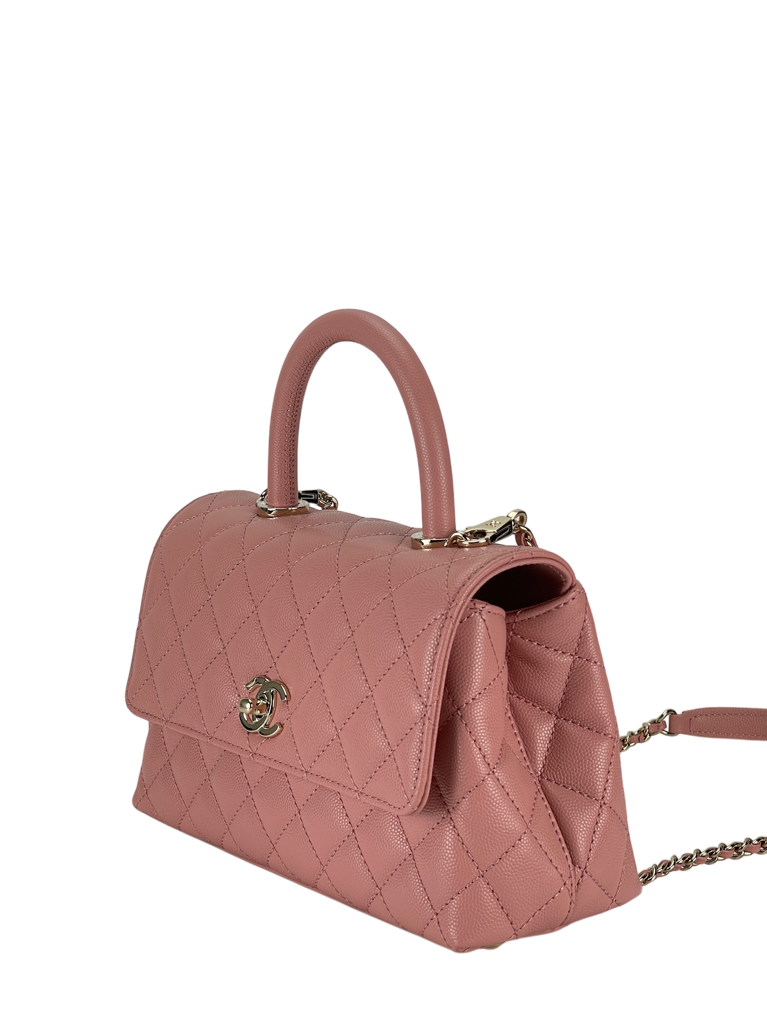 CHANEL - 23K Caviar Skin Coco Handle Handbag Pink