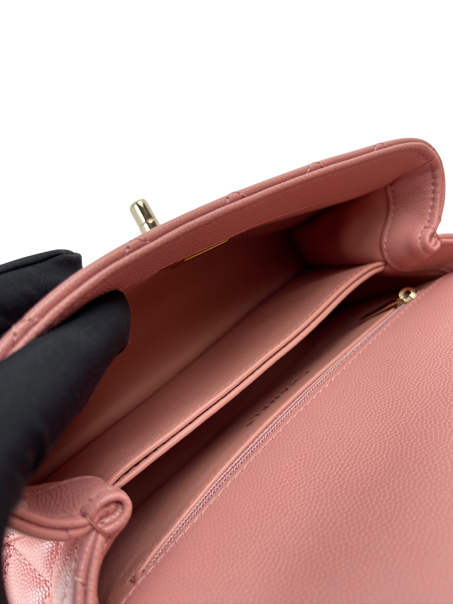 CHANEL - 23K Caviar Skin Coco Handle Handbag Pink