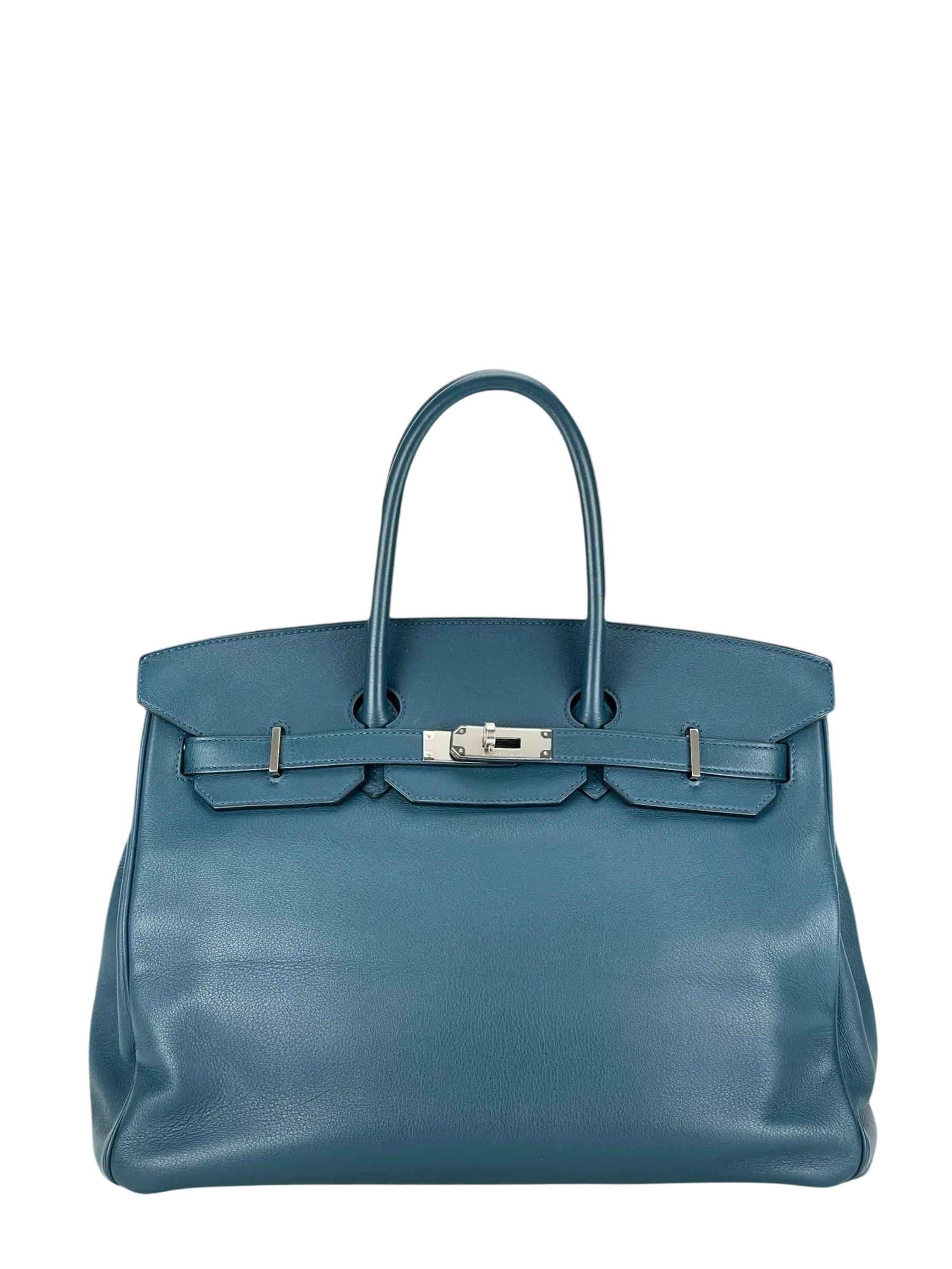 HERMES - Birkin 35 Blue Swift Leather Palladium Hardware
