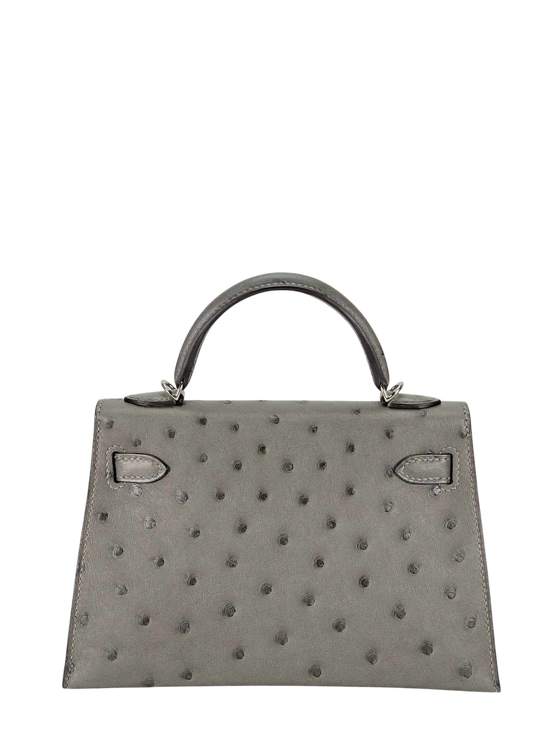 HERMES - Mini Kelly 2 0L Gris Meyer Ostrich Palladium Hardware