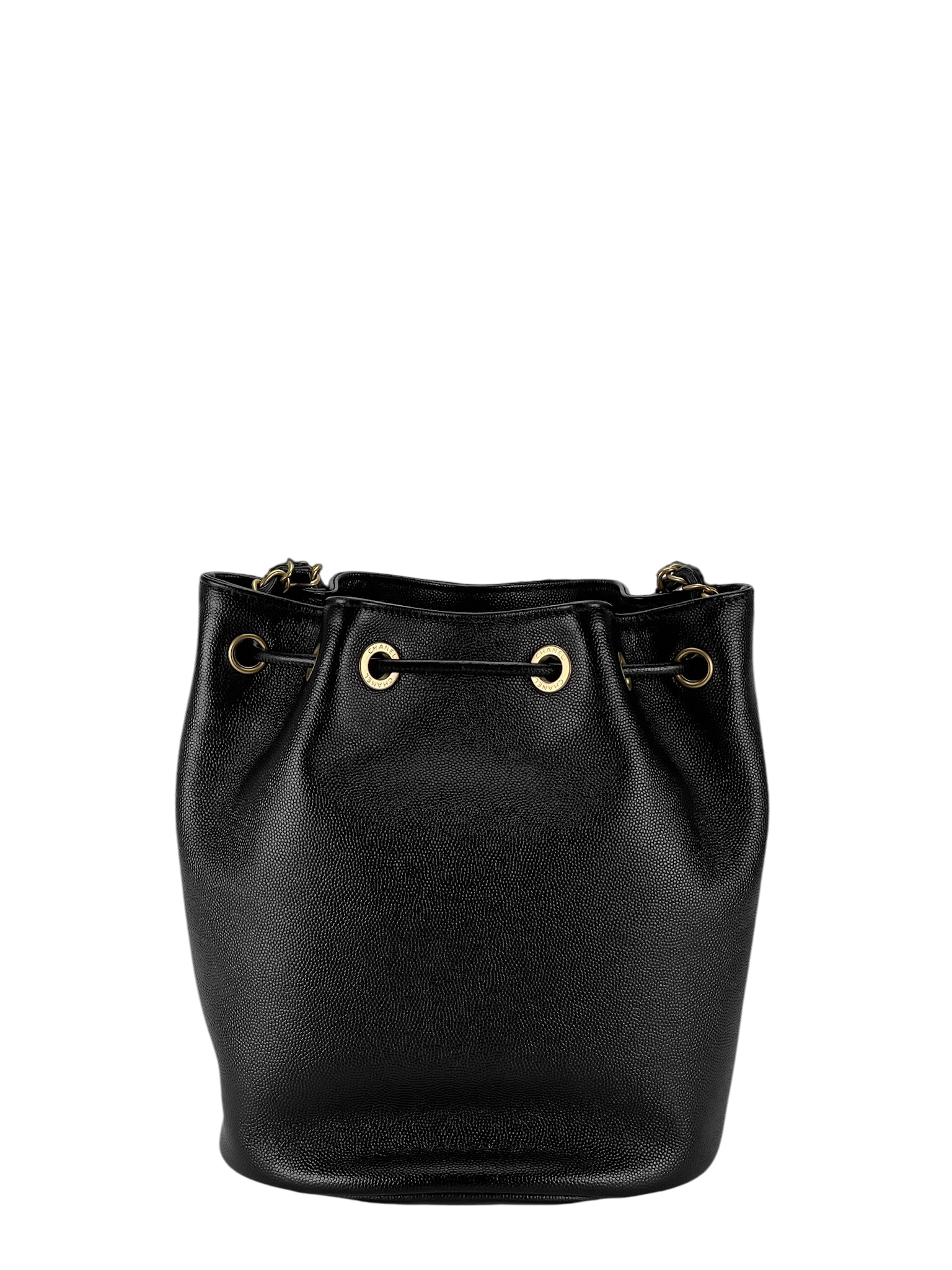 CHANEL - Black Caviar Studded Bucket Bag
