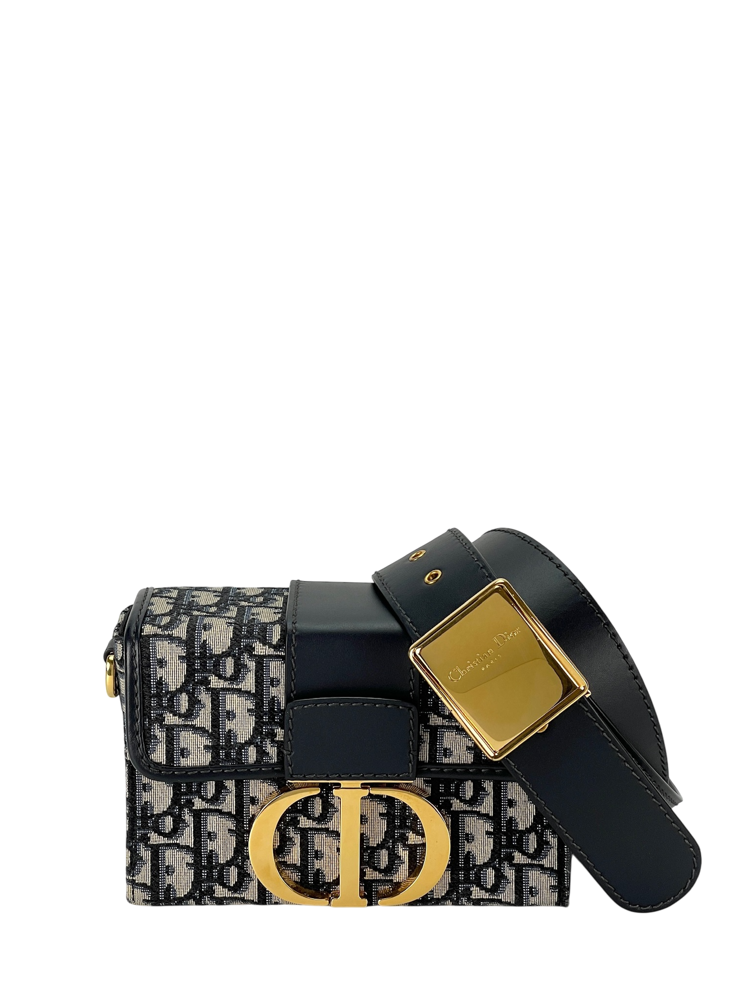DIOR - Small 30 Montaigne Bag Blue Dior Oblique Jacquard