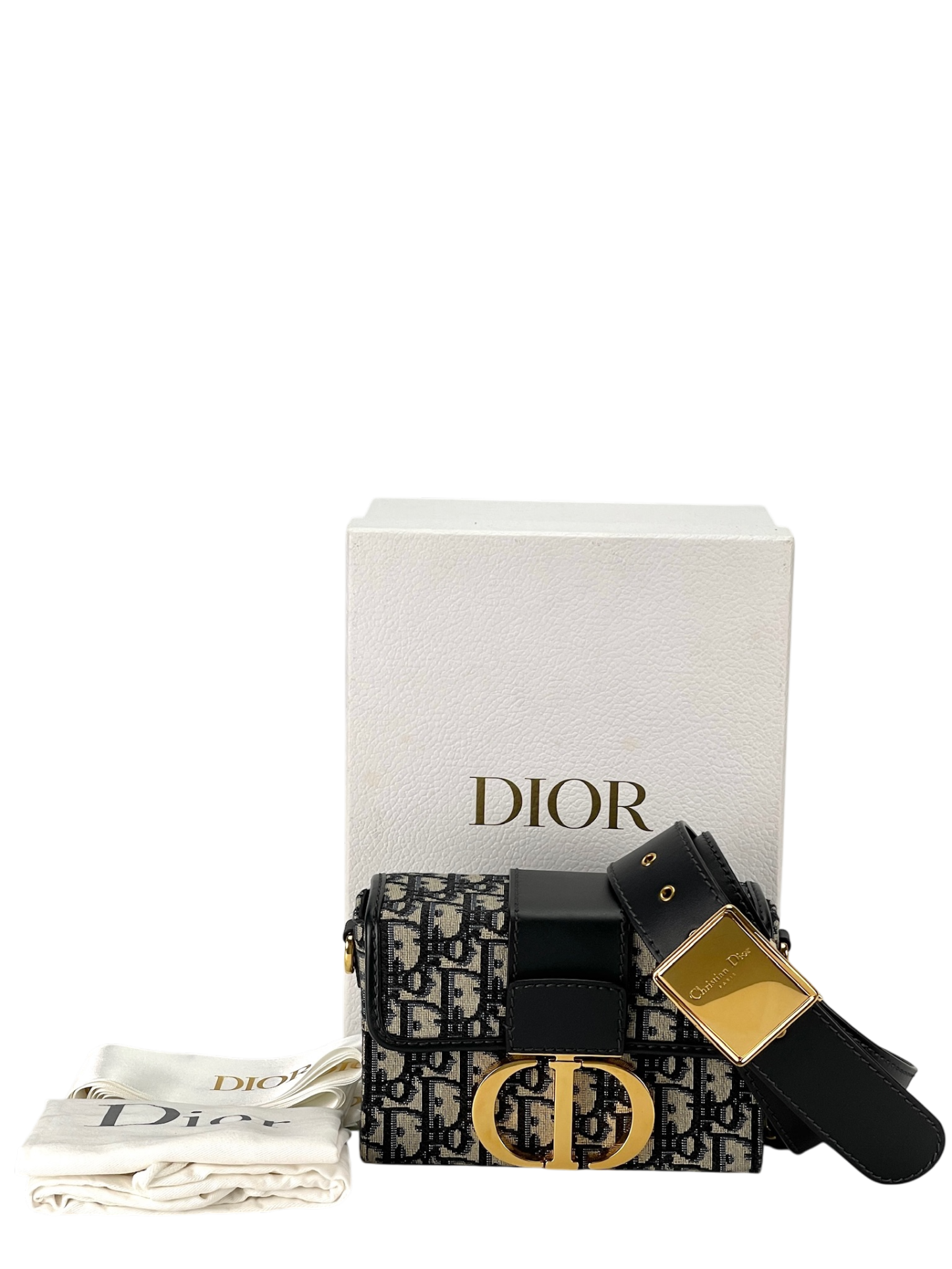 DIOR - Small 30 Montaigne Bag Blue Dior Oblique Jacquard
