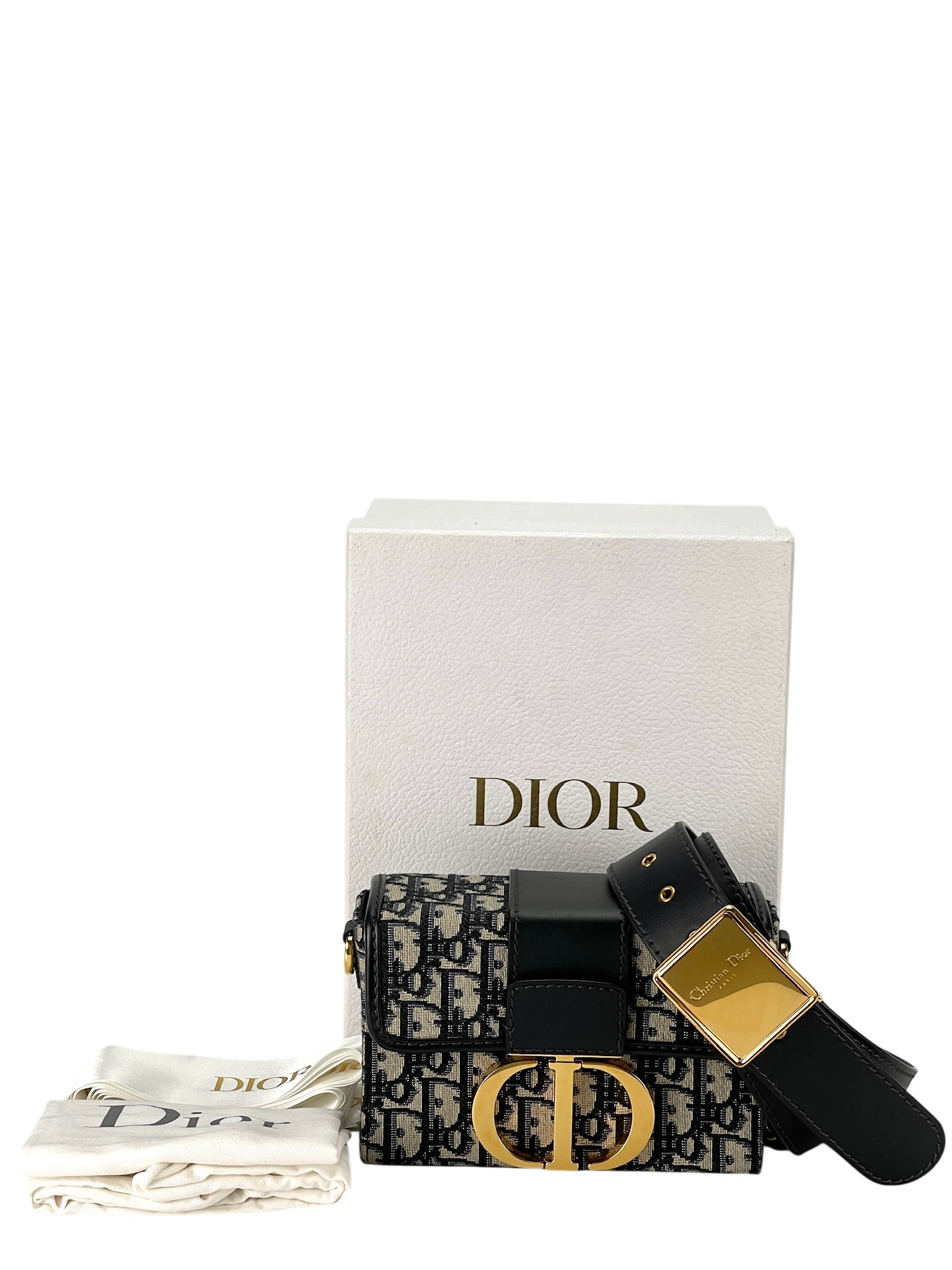 DIOR - Small 30 Montaigne Bag Blue Dior Oblique Jacquard