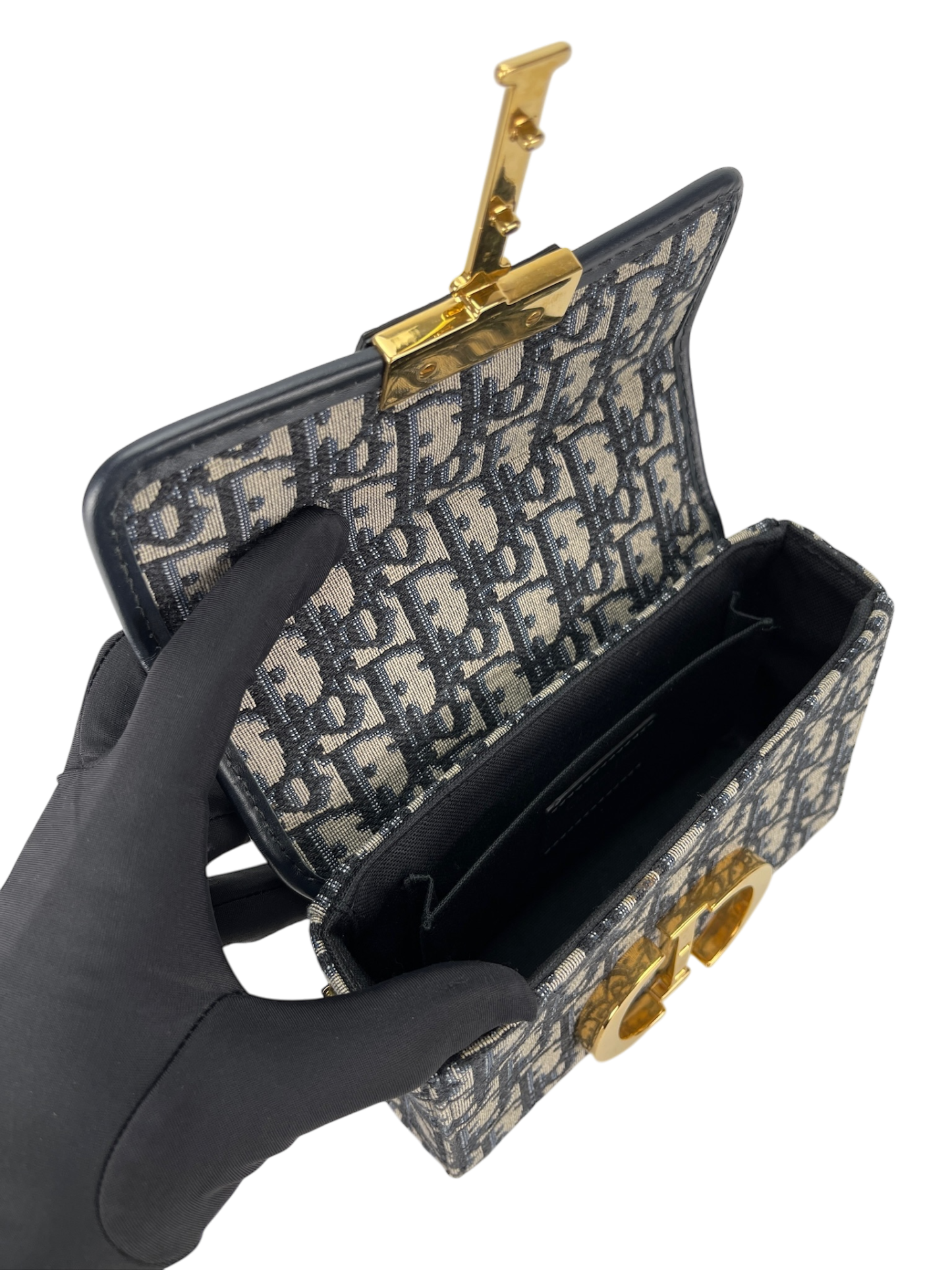 DIOR - Small 30 Montaigne Bag Blue Dior Oblique Jacquard