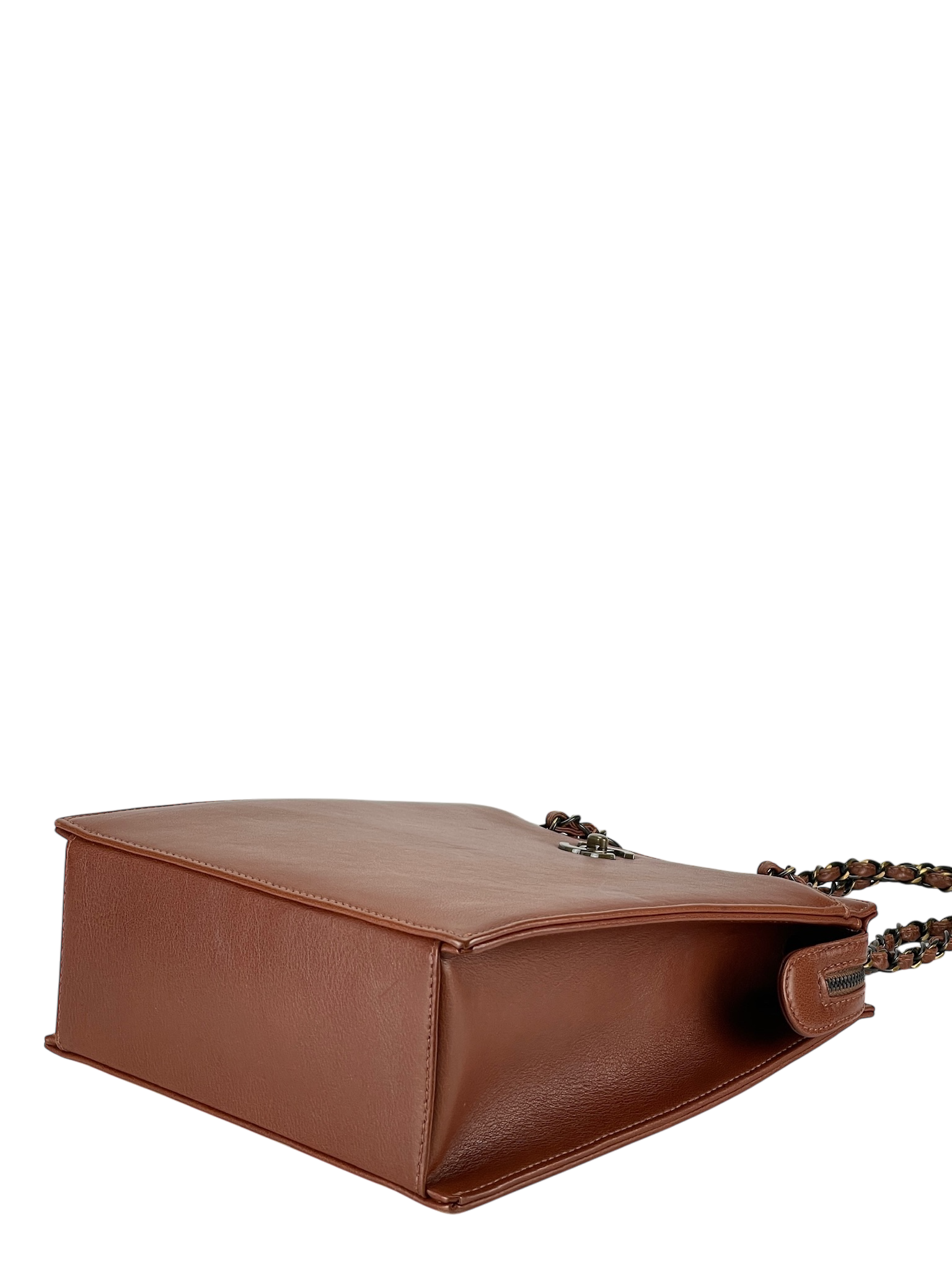 CHANEL - Vintage CC Calfskin Caramel Chain Tote Bag