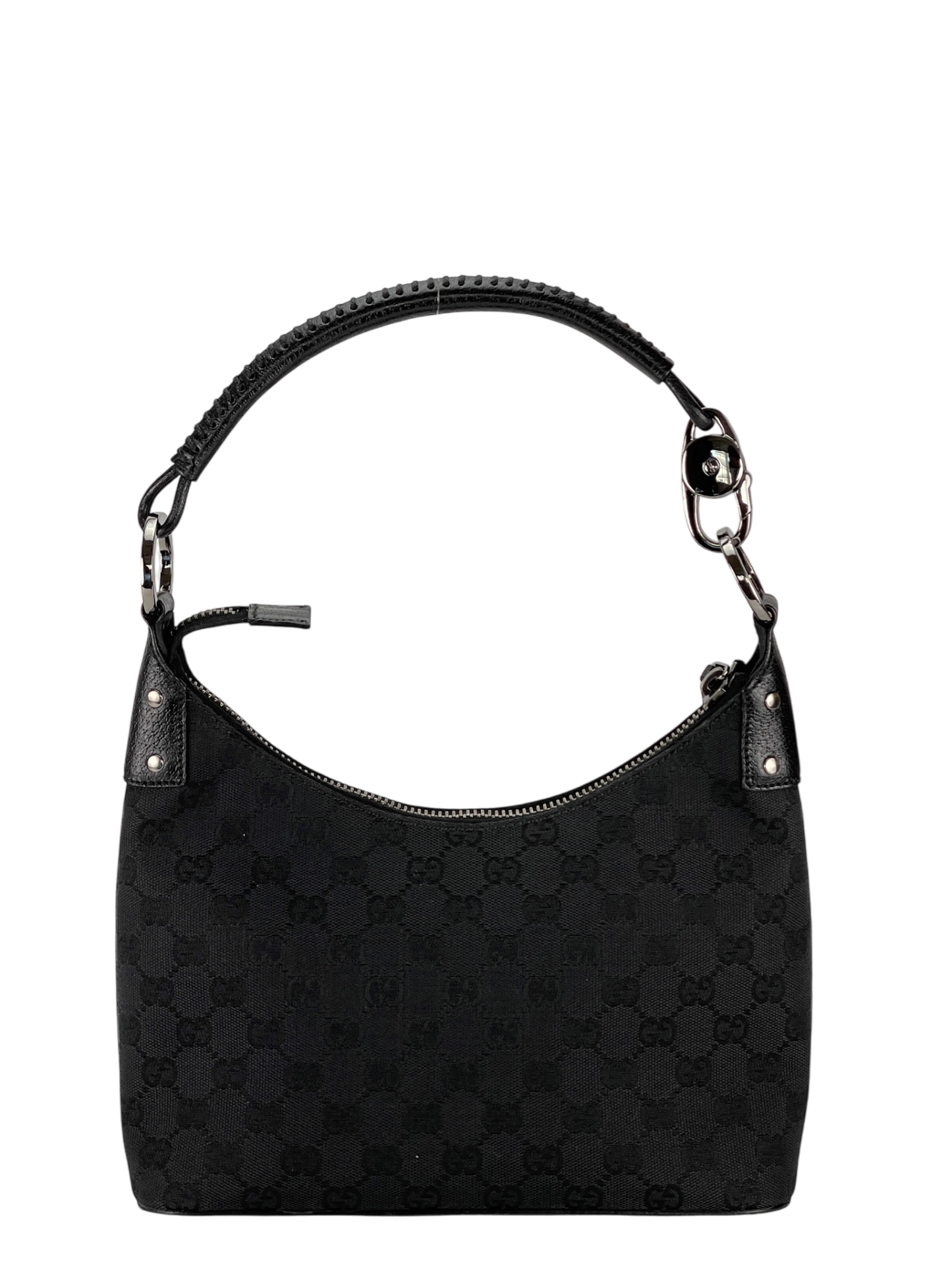 GUCCI - GG Canvas Monogram Shoulder Hobo Cloth Bag Black
