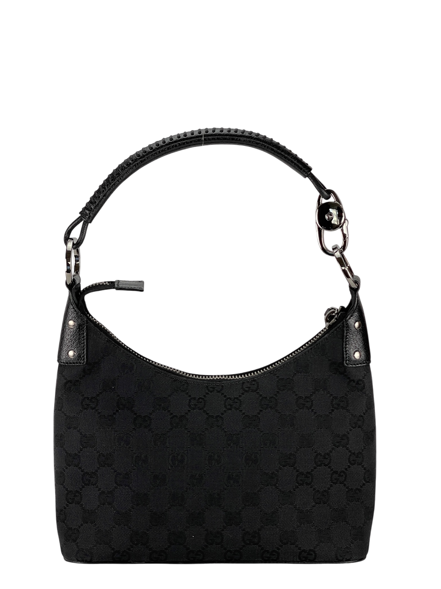 GUCCI - GG Canvas Monogram Shoulder Hobo Cloth Bag Black