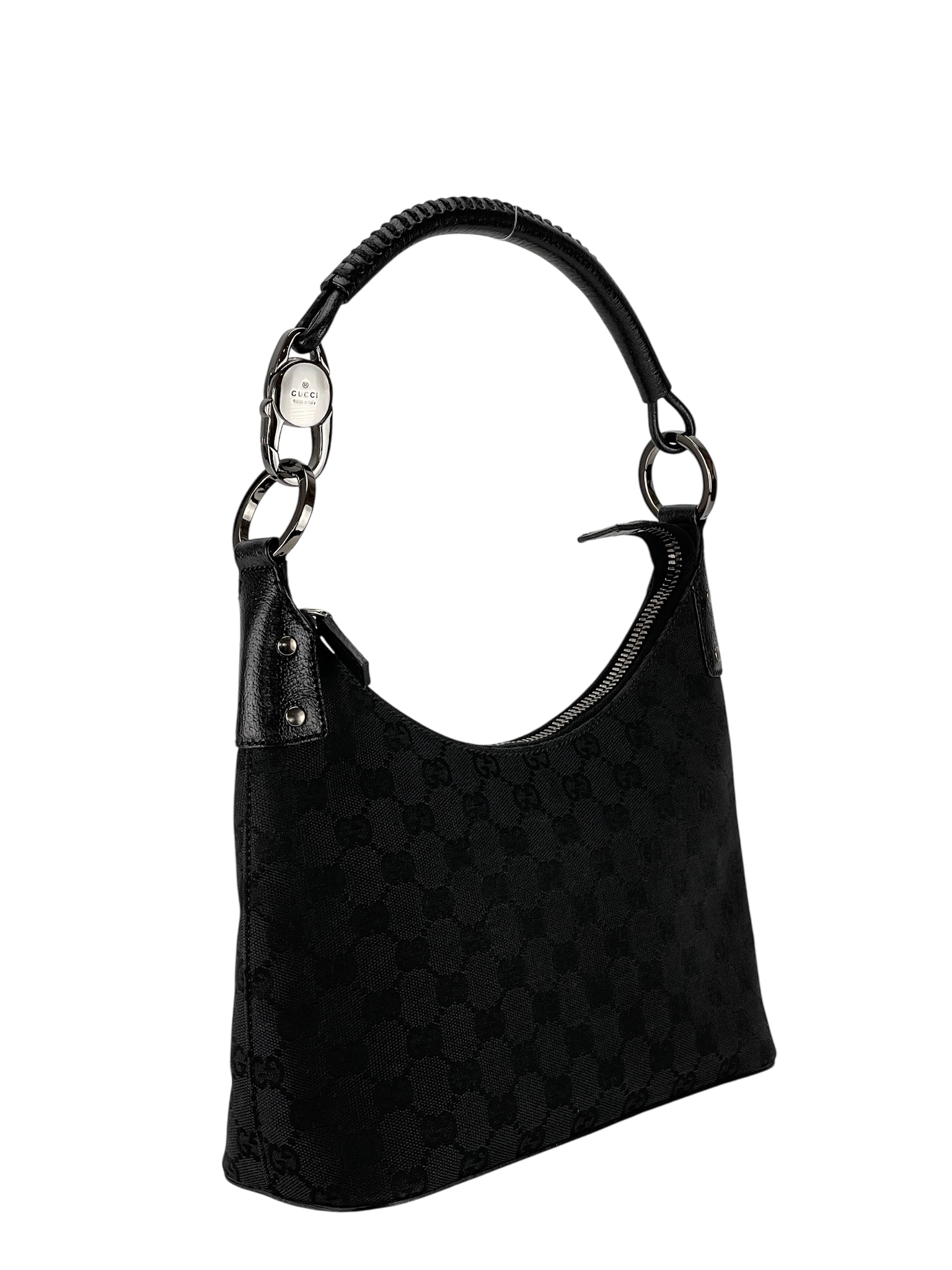 GUCCI - GG Canvas Monogram Shoulder Hobo Cloth Bag Black