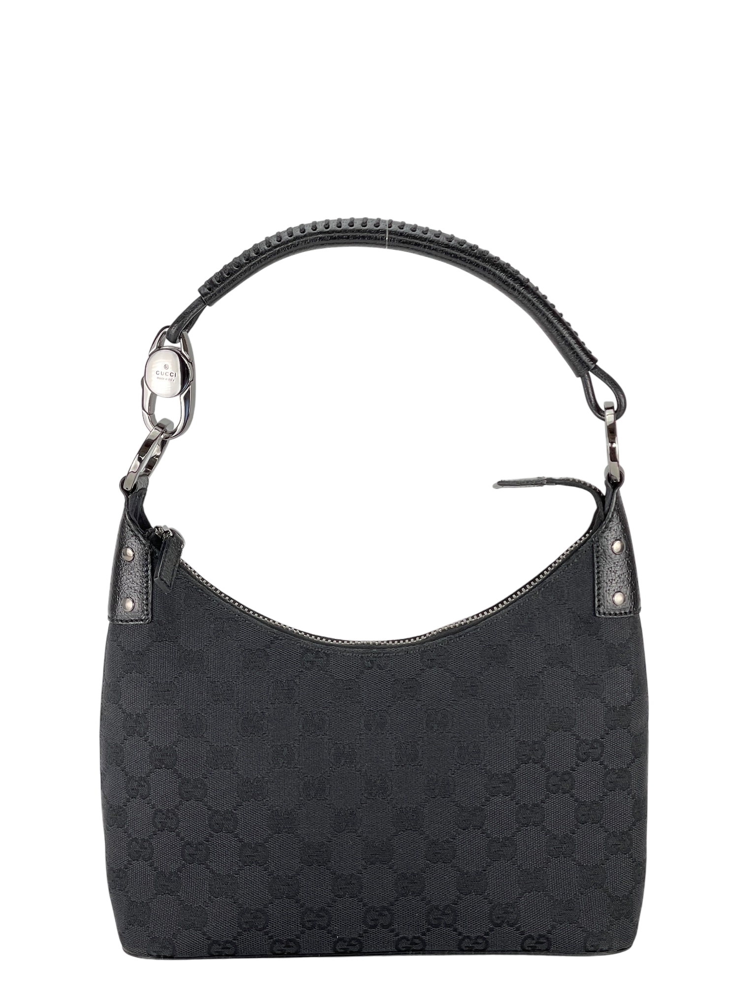 GUCCI - GG Canvas Monogram Shoulder Hobo Cloth Bag Black