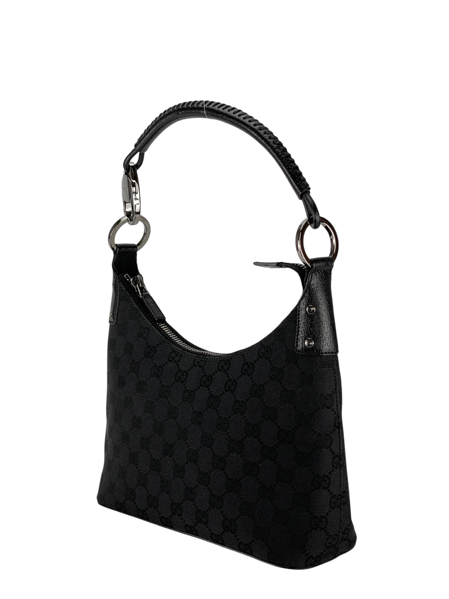 GUCCI - GG Canvas Monogram Shoulder Hobo Cloth Bag Black