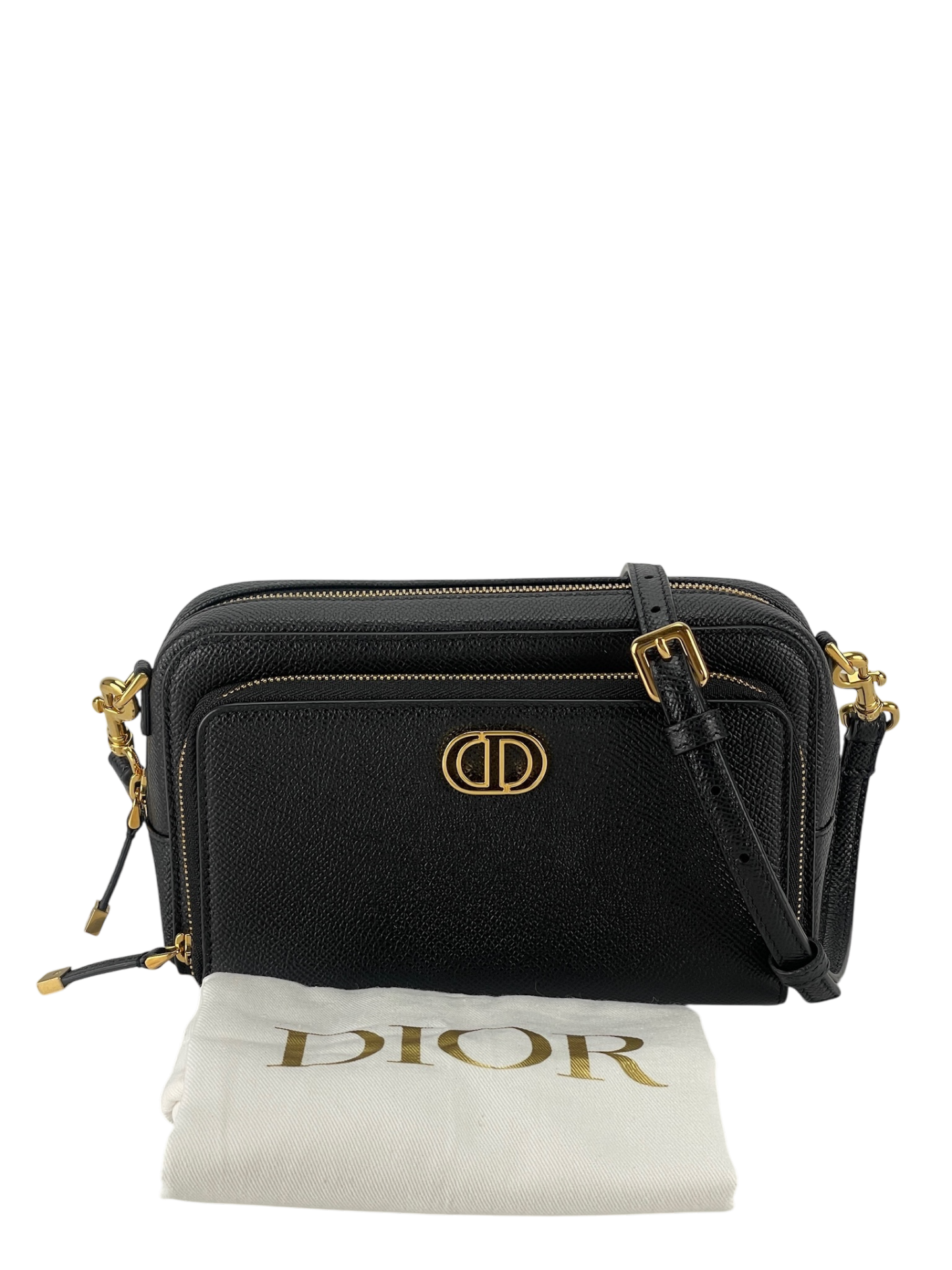 DIOR - Calo Caviar Double Pouch Shoulder Bag Black
