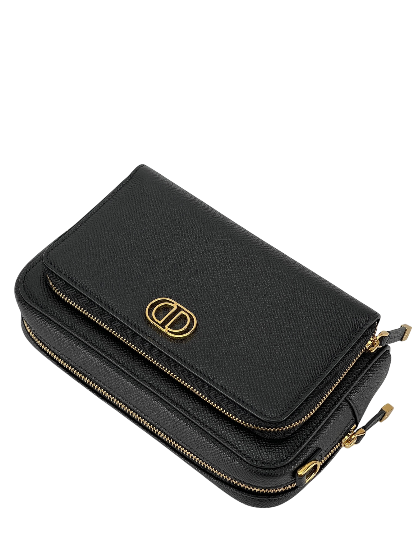DIOR - Calo Caviar Double Pouch Shoulder Bag Black