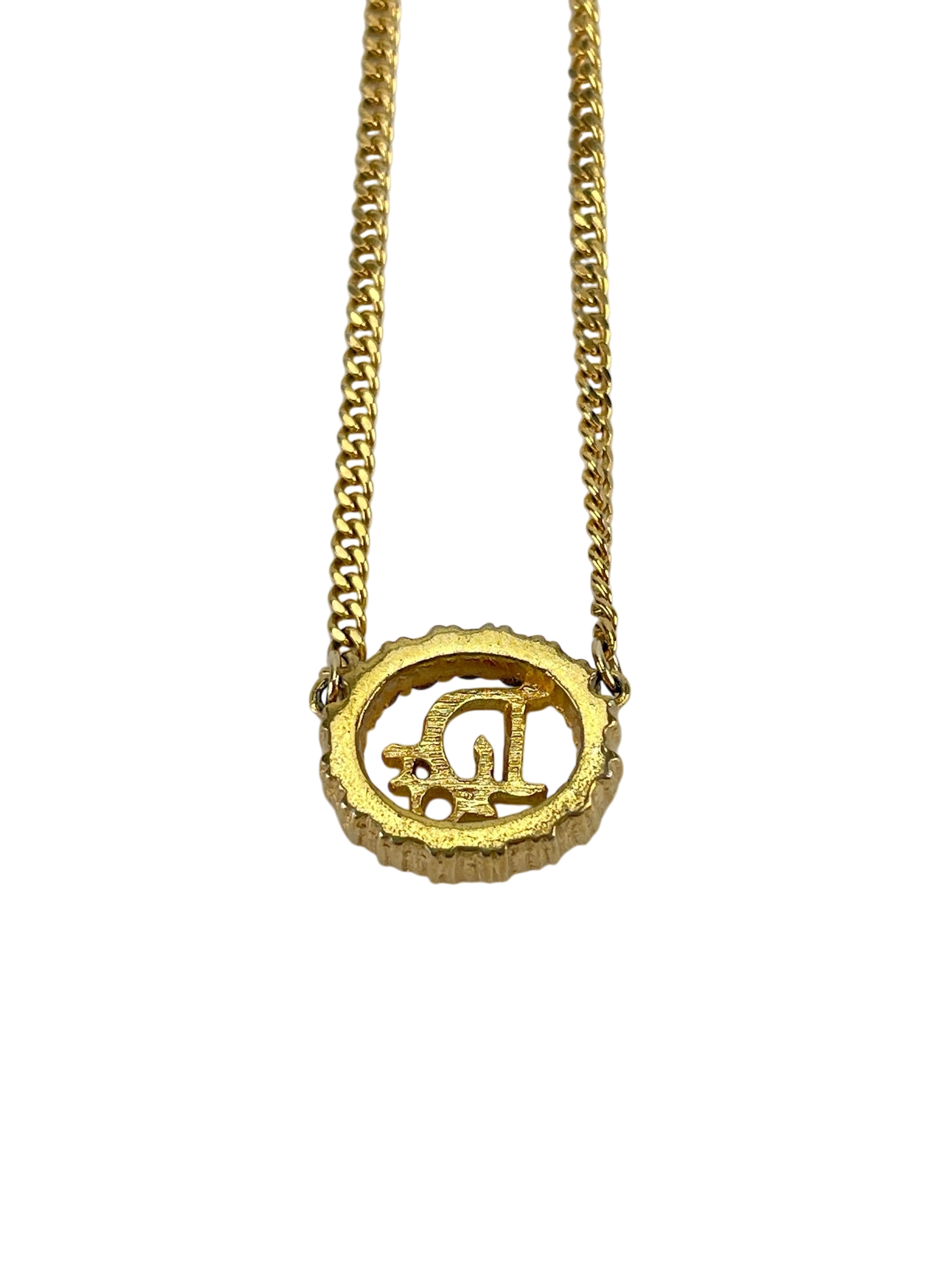DIOR - Gold Circle logo Crystal Necklace 