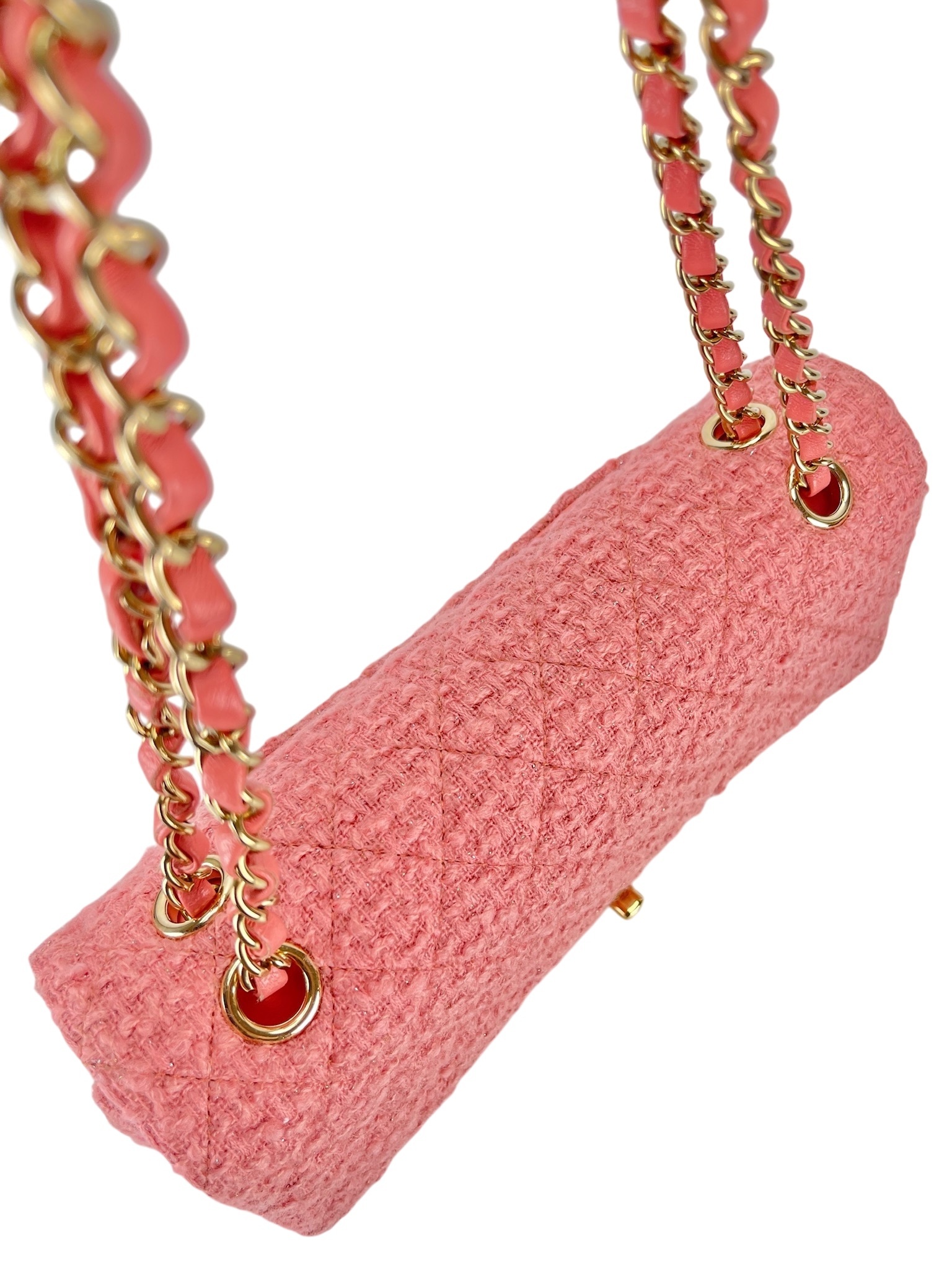 CHANEL - Medium Classic Double Flap Bag Pink Tweed (CF25)