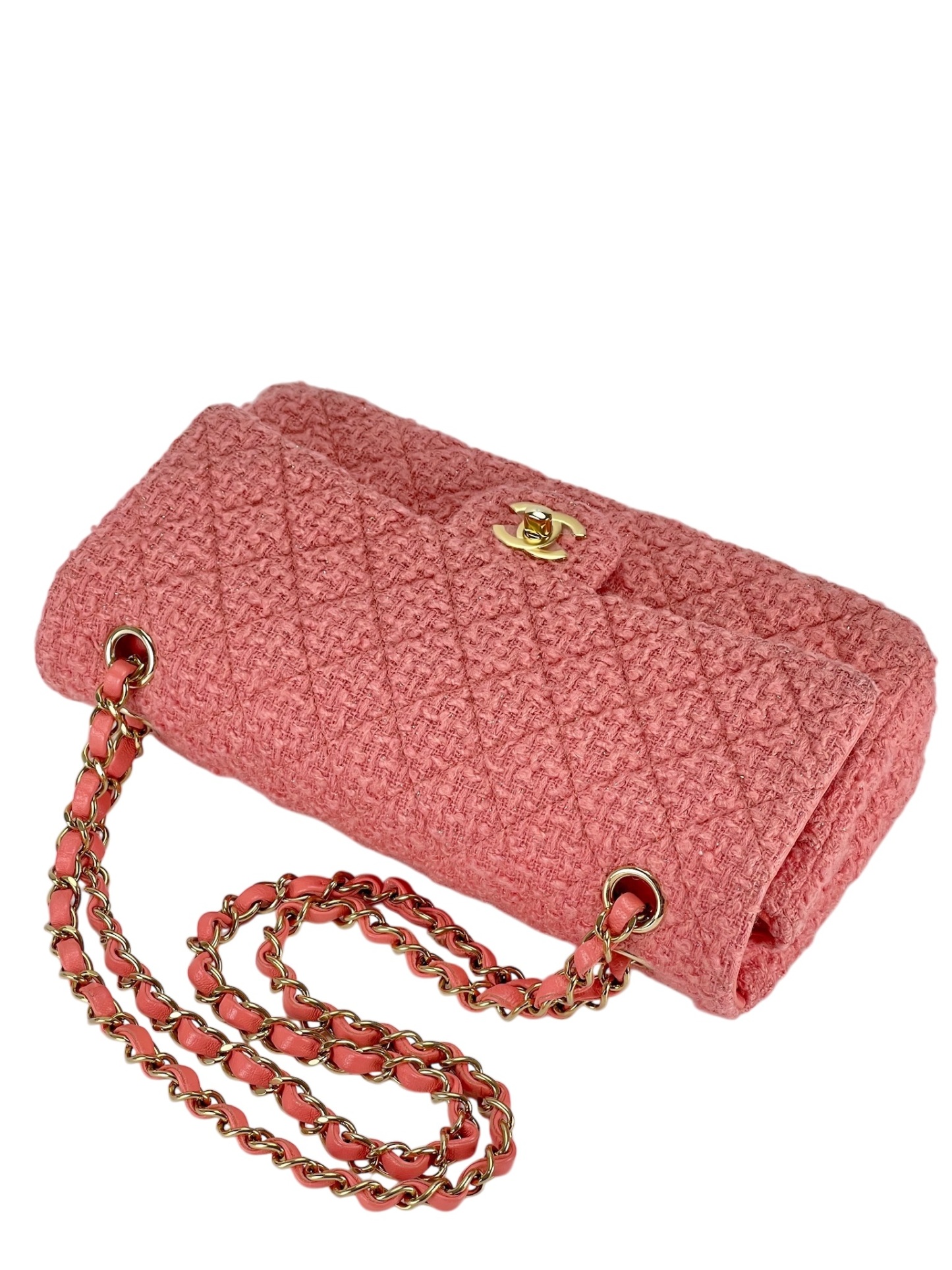 CHANEL - Medium Classic Double Flap Bag Pink Tweed (CF25)