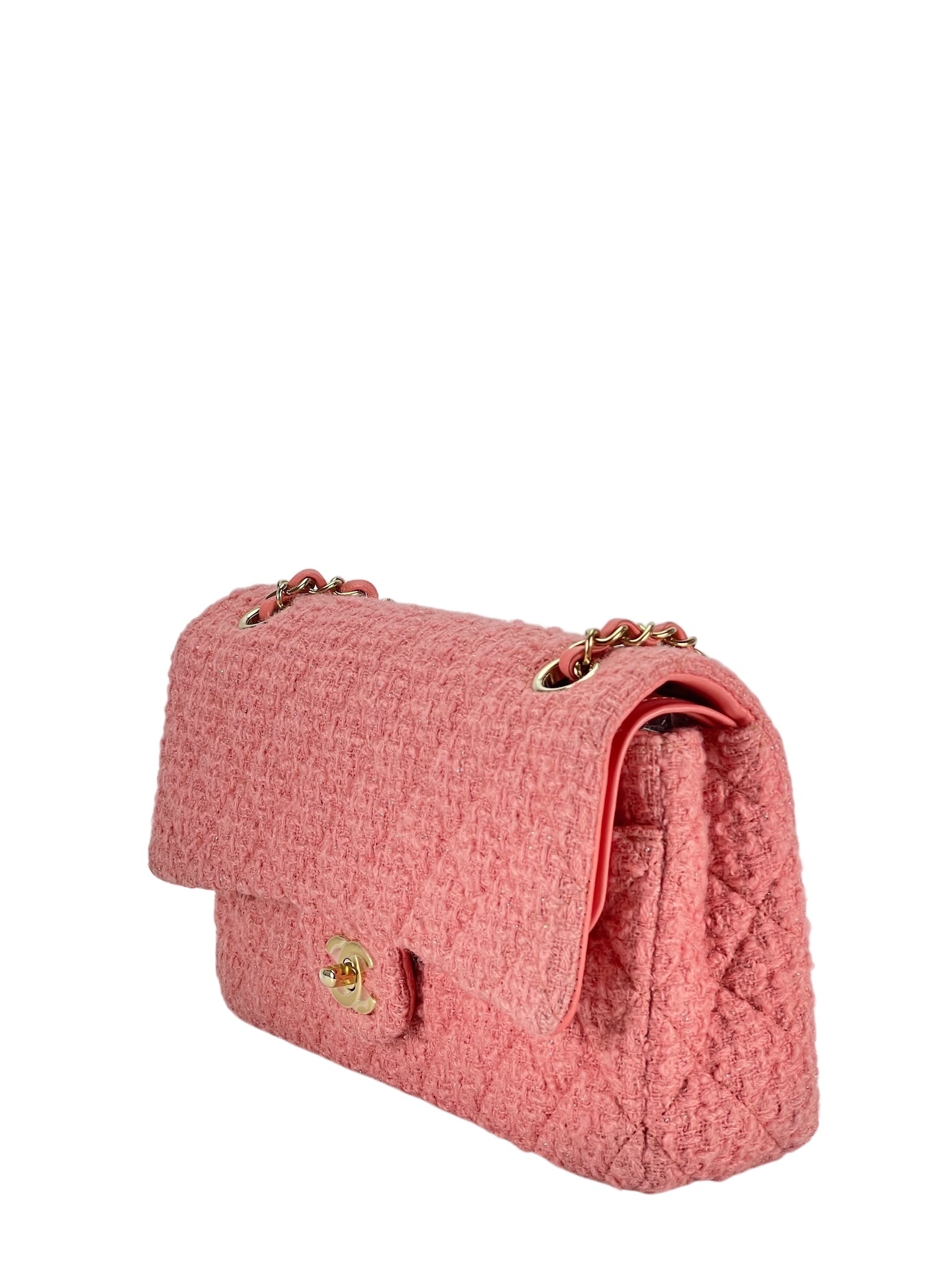 CHANEL - Medium Classic Double Flap Bag Pink Tweed (CF25)