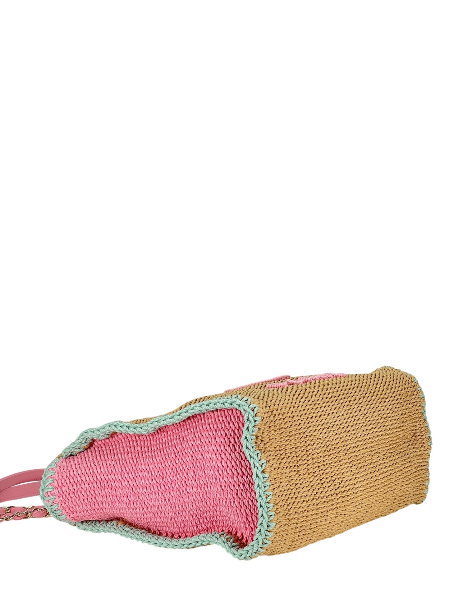 CHANEL - Deauville Tote Cotton Crochet Gold-tone Metal Hardware