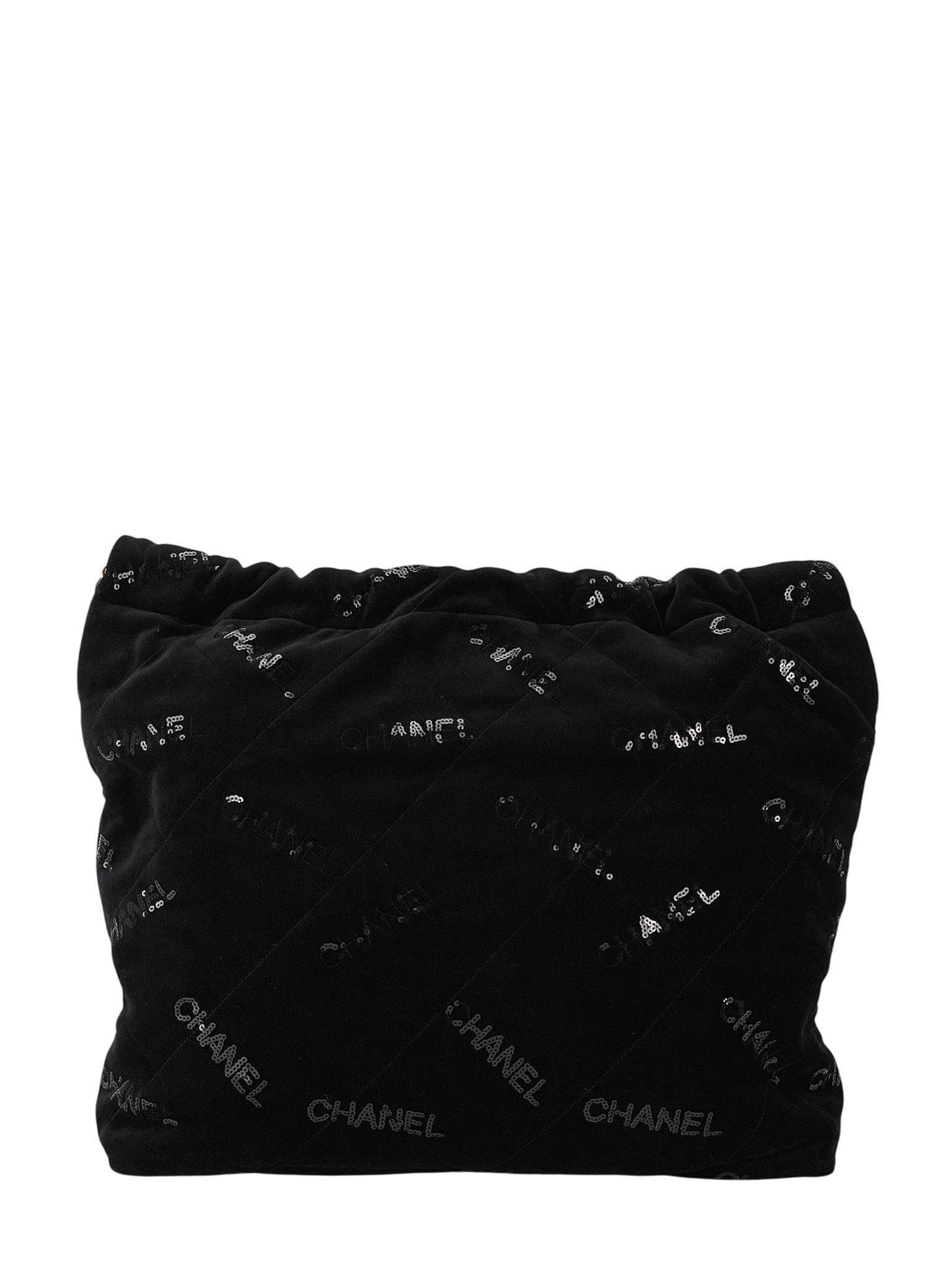 CHANEL - 22 Bag Black Velvet Sequins Medium