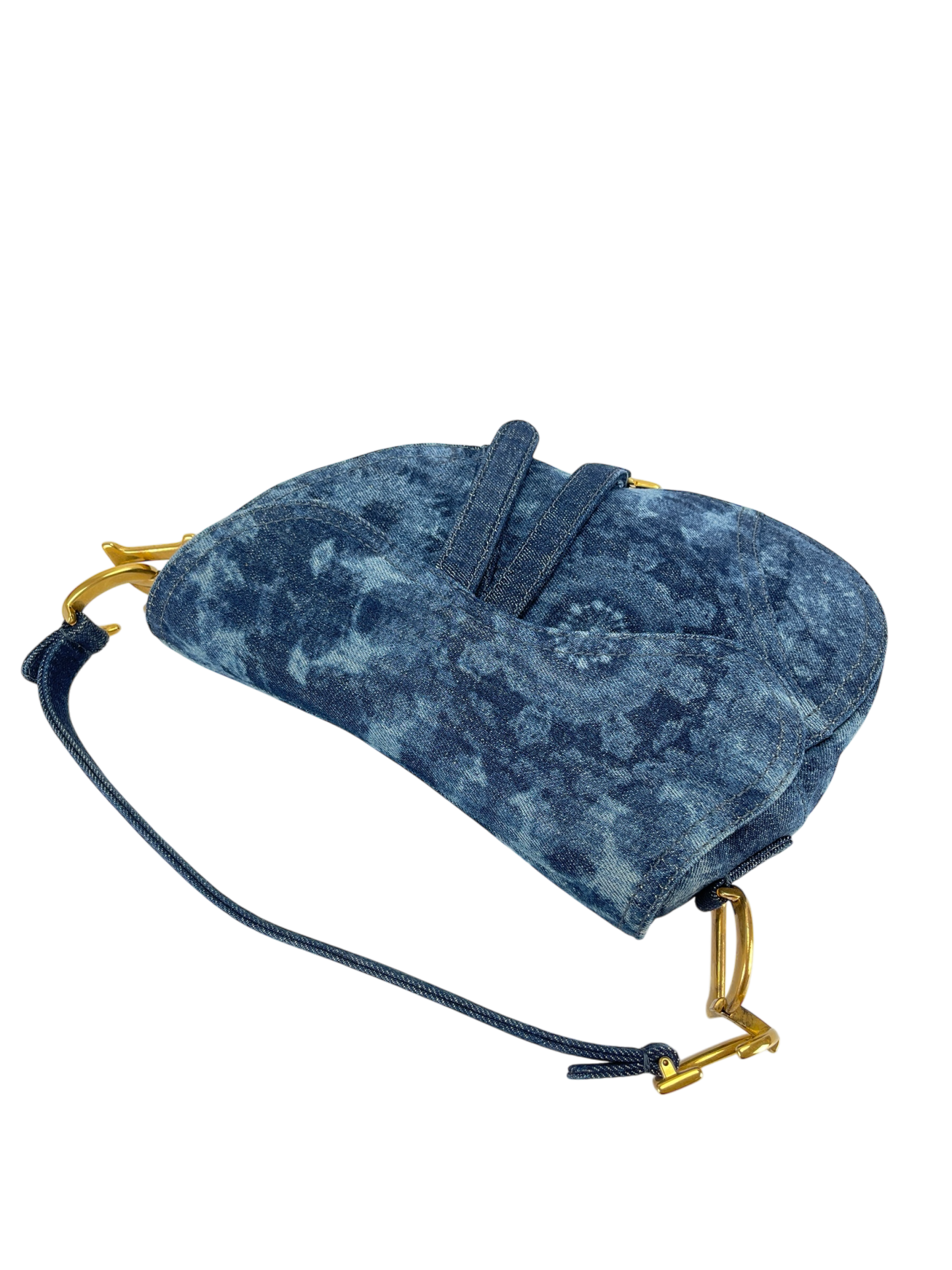 CHRISTIAN DIOR - Blue Tie Dye Printed Denim Saddle Bag