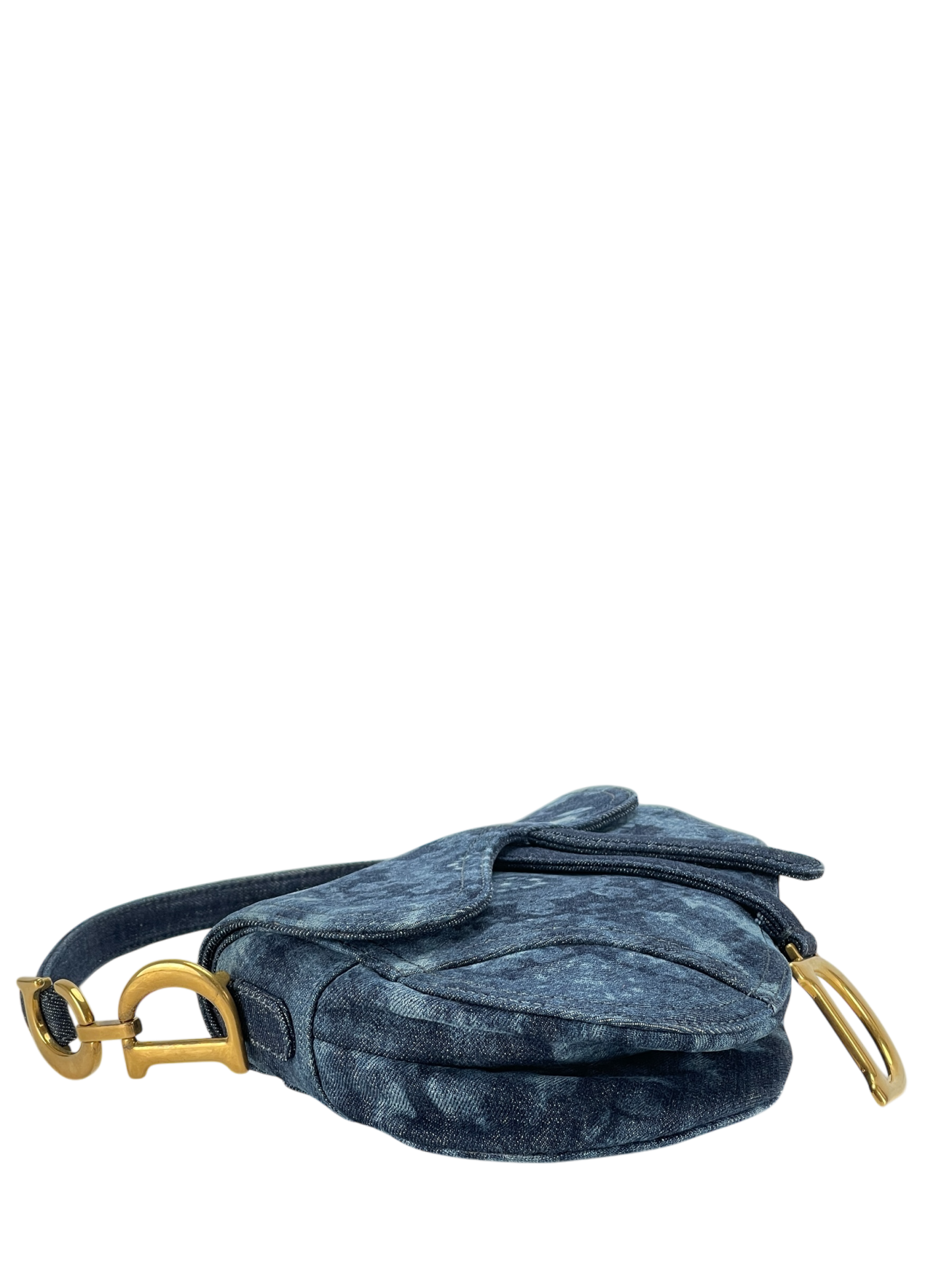CHRISTIAN DIOR - Blue Tie Dye Printed Denim Saddle Bag