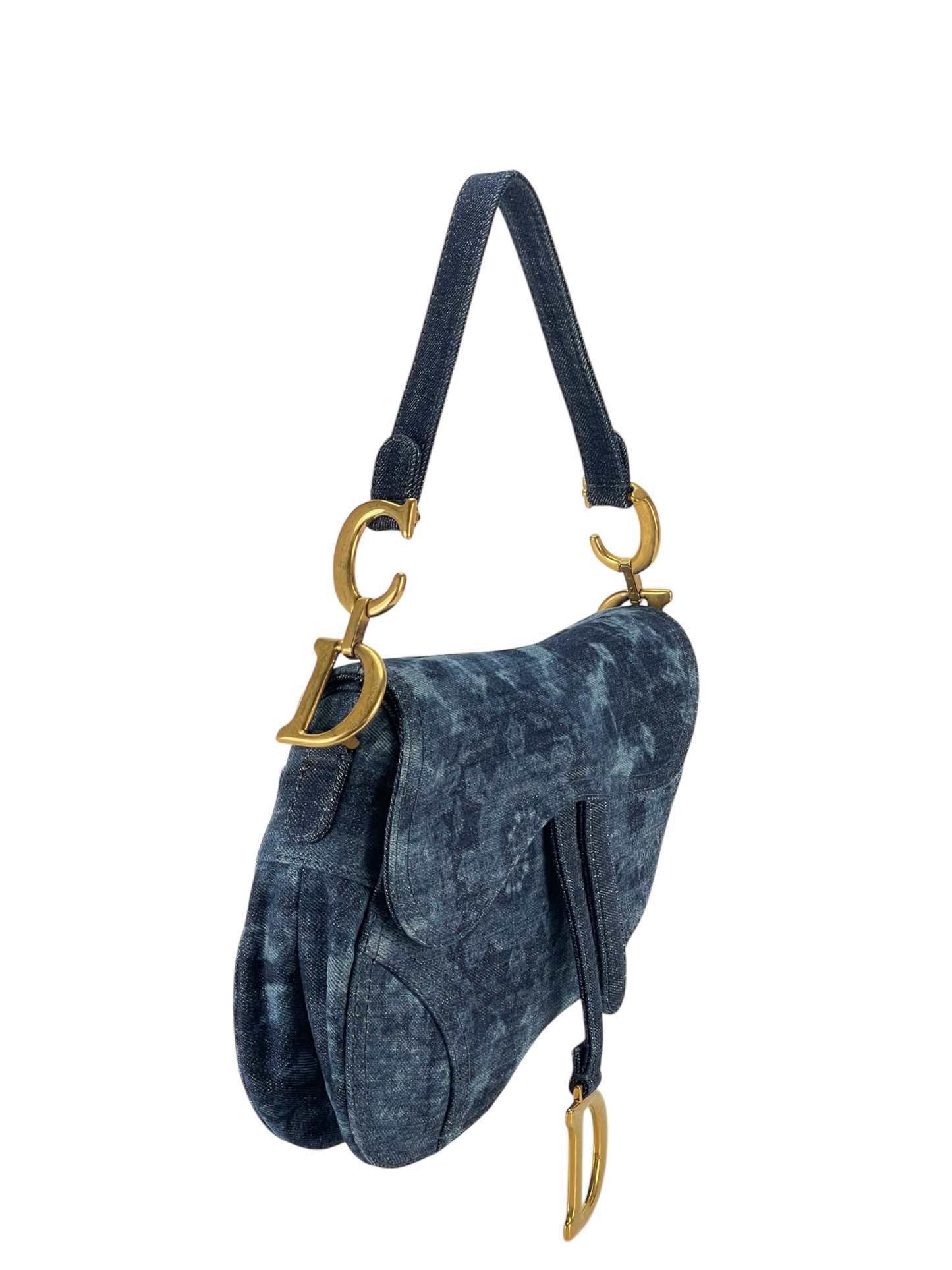 CHRISTIAN DIOR - Blue Tie Dye Printed Denim Saddle Bag