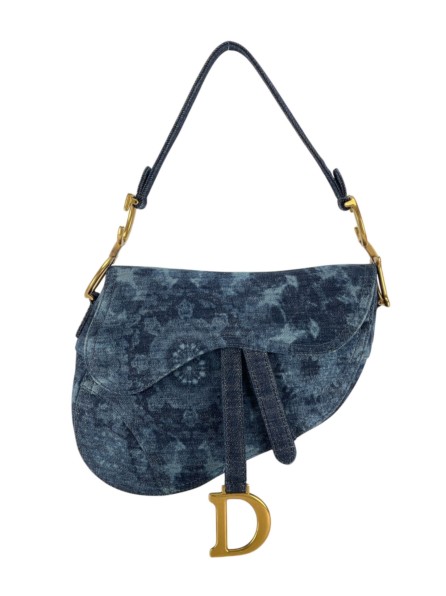 CHRISTIAN DIOR - Blue Tie Dye Printed Denim Saddle Bag