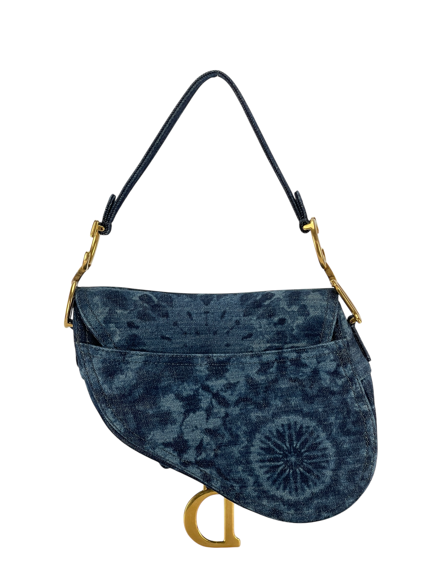 CHRISTIAN DIOR - Blue Tie Dye Printed Denim Saddle Bag