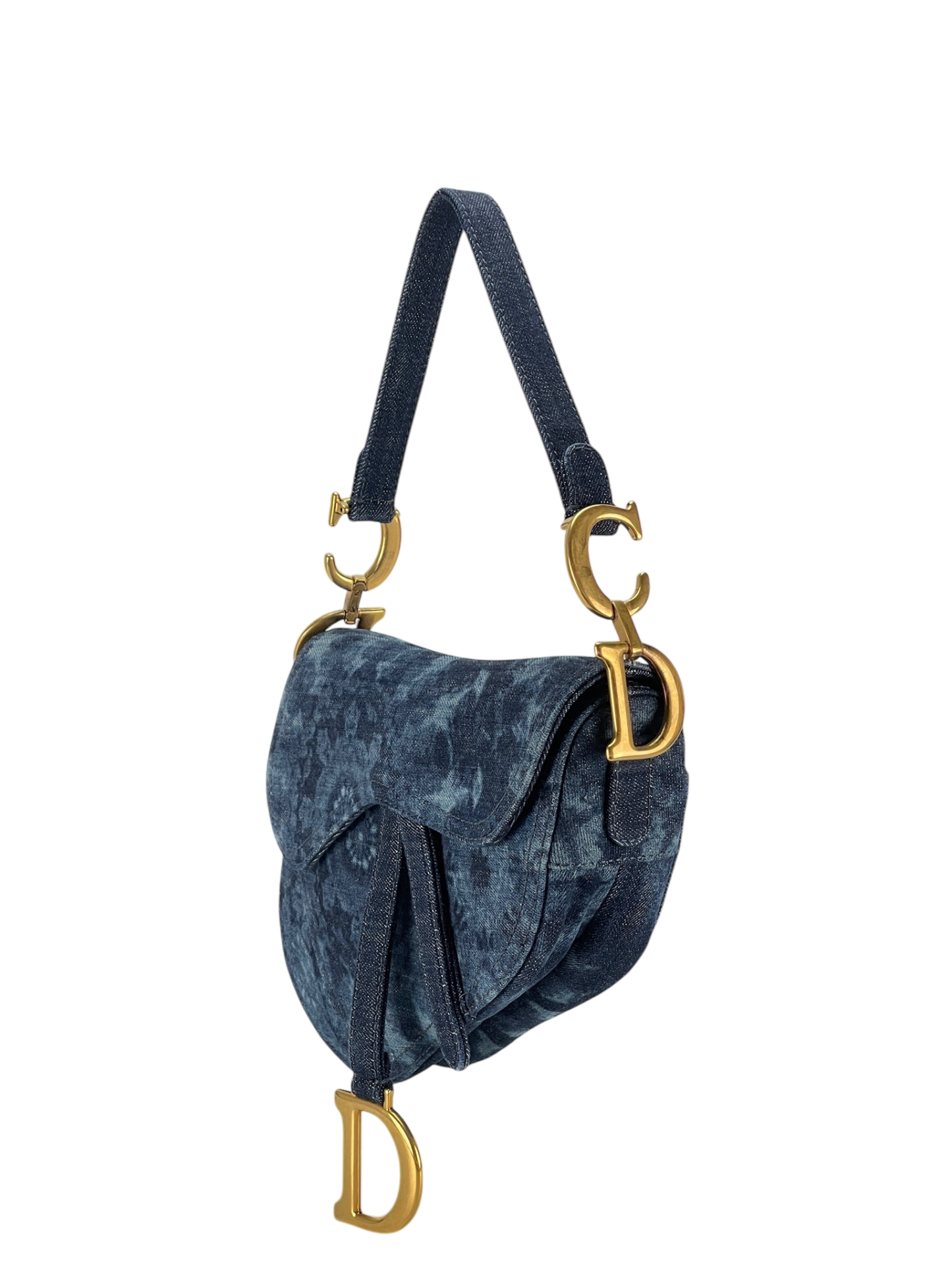 CHRISTIAN DIOR - Blue Tie Dye Printed Denim Saddle Bag