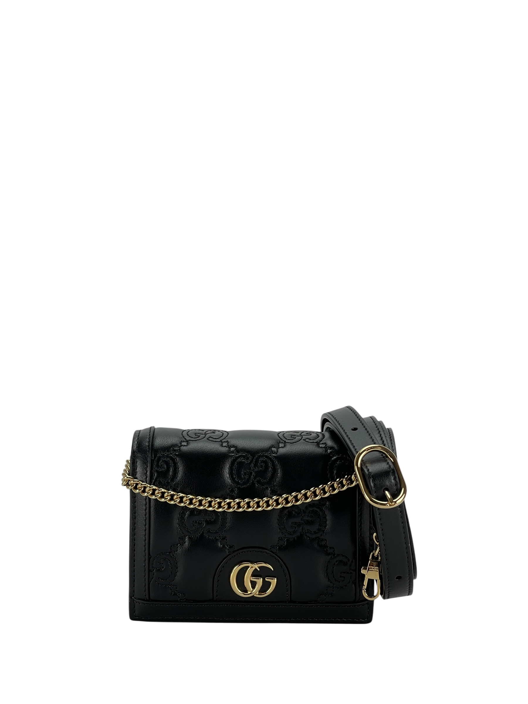 GUCCI - Enamel GG Matelasse Mini Chain Bag Nylon Calfskin Black